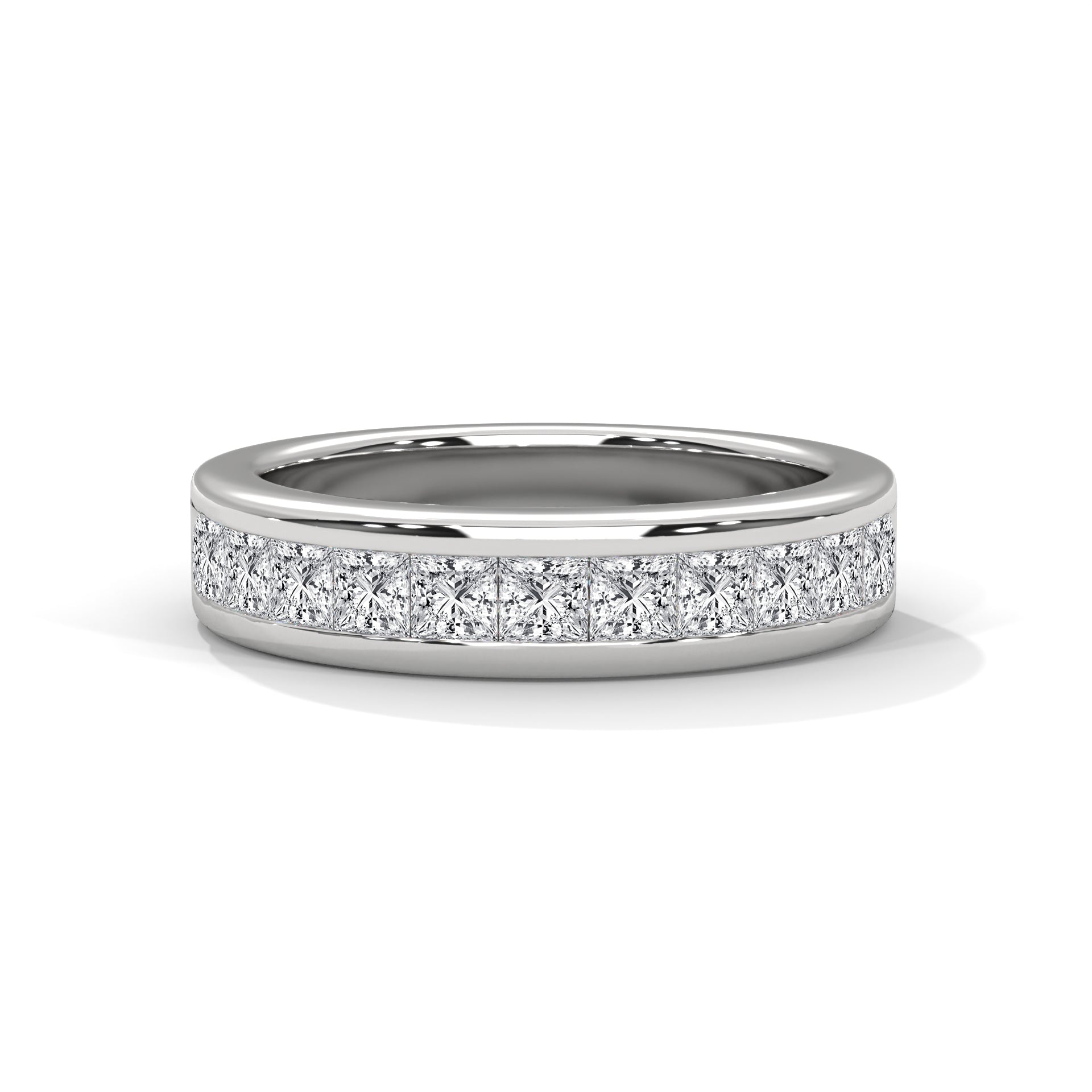 Elegant Embrace: Princess Cut Diamond Channel Set Gold Band | 1.10 CTW