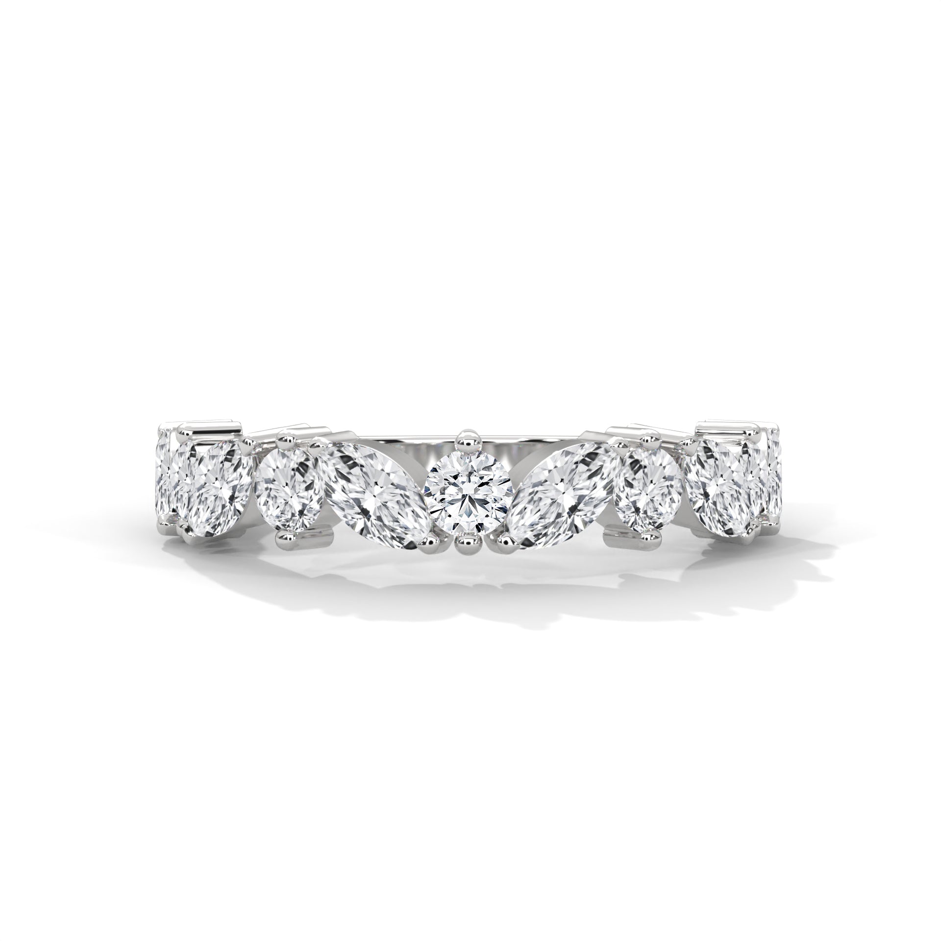 Marquise and Round Diamond Twist Gold Band | 1.32 CTW