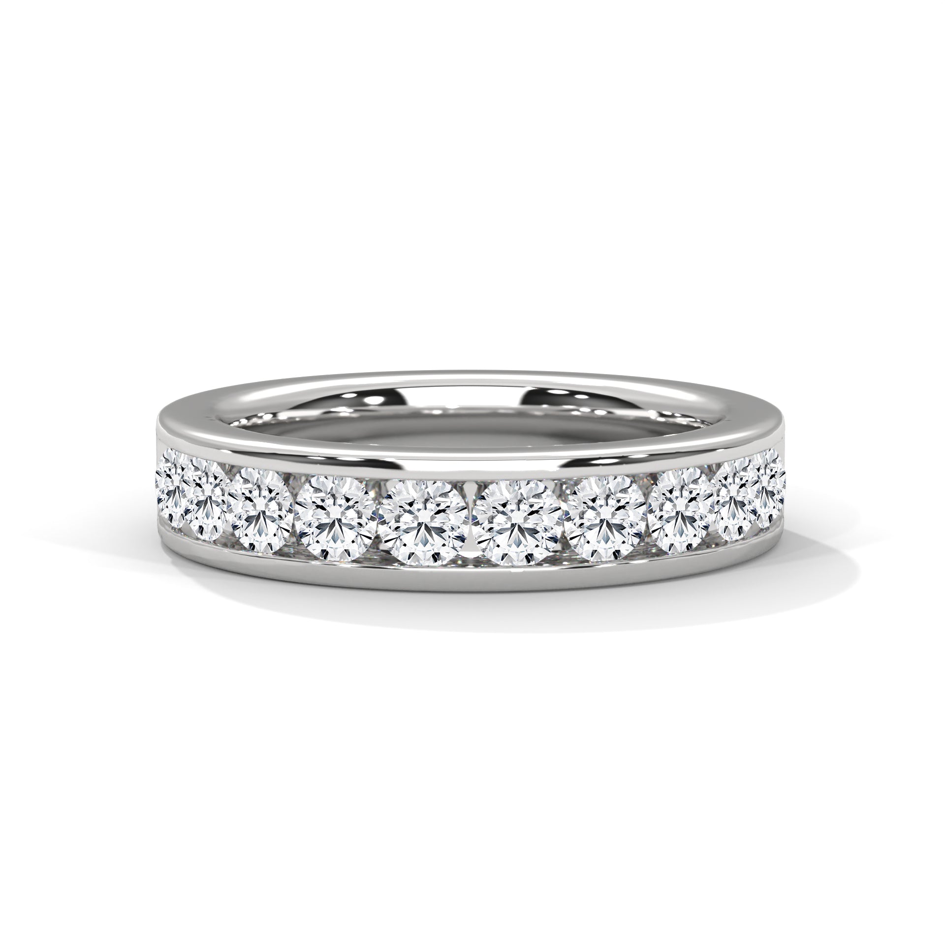 Radiant Harmony: Gold Round Diamond Channel Set Band Ring| 1.08 CTW