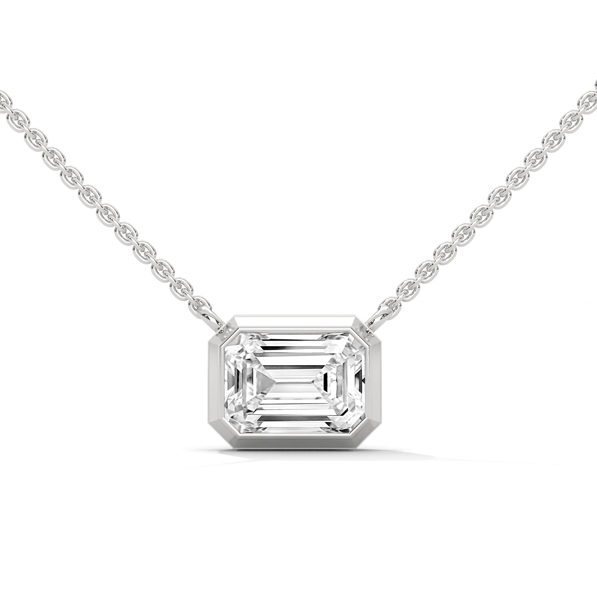 Emerald-Cut Diamond Pendant Necklace 0.75ct | 14K Gold | 16-18inch Chain