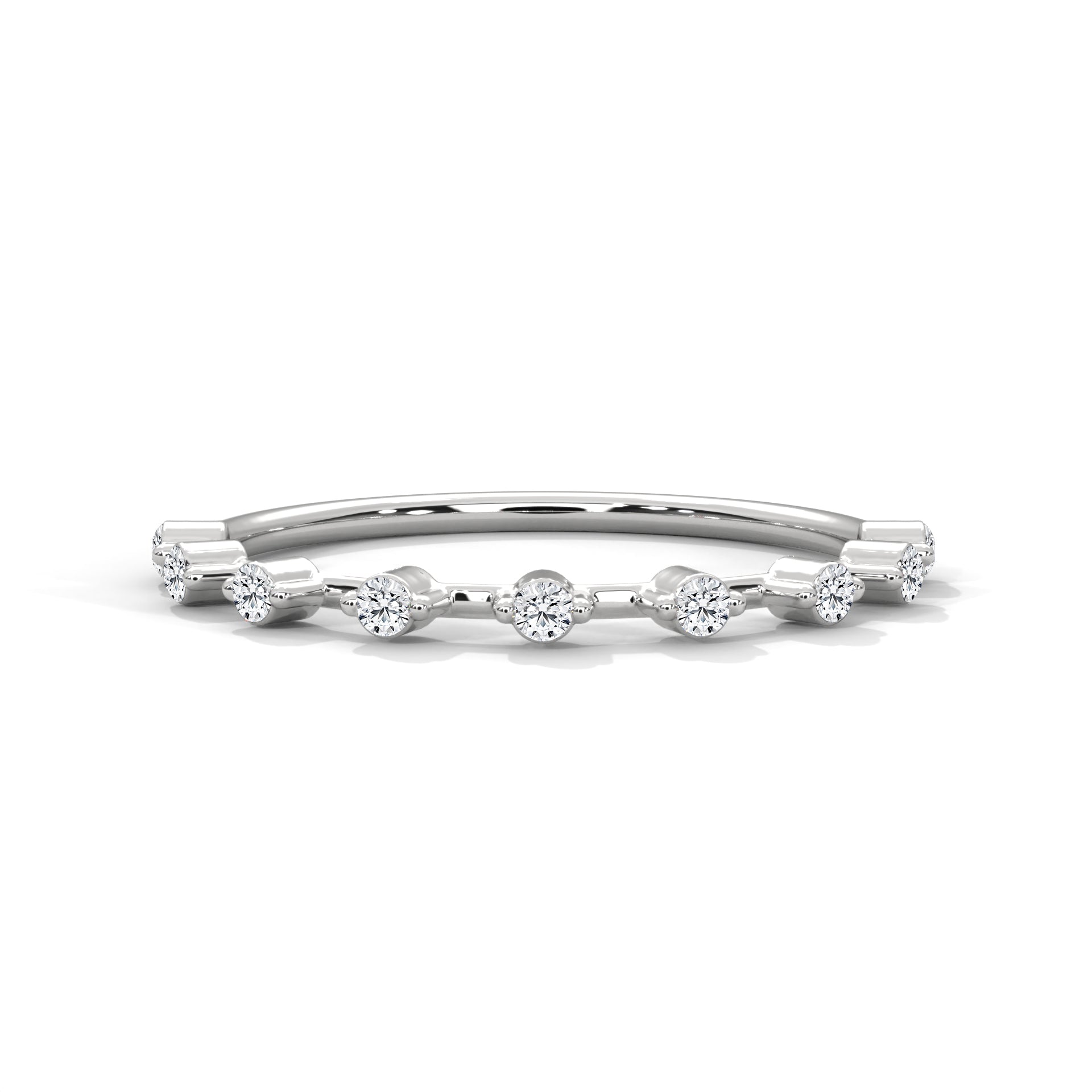 Delicate Harmony: Round Diamond Studded Gold Band | 0.13 CTW