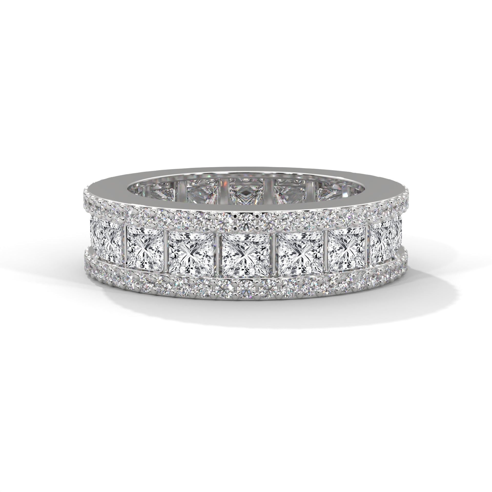 Regal Radiance: Gold Princess and Round Diamond Band Ring | 4.04 CTW