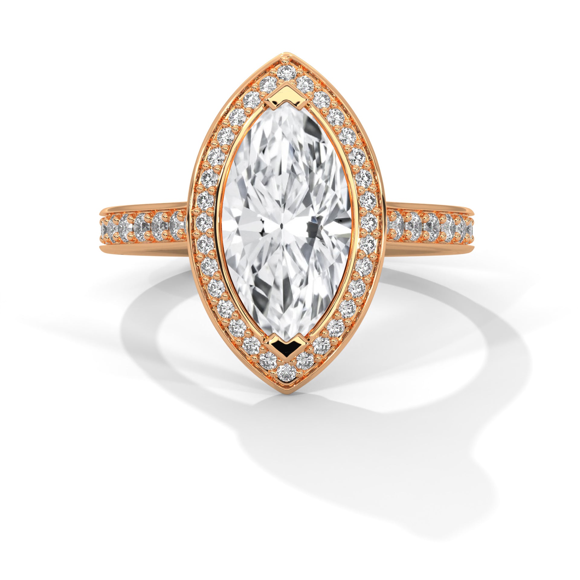 Marquise-Cut 3ctw Lab Grown Diamond Pave Band Ring | 3.46 CTW