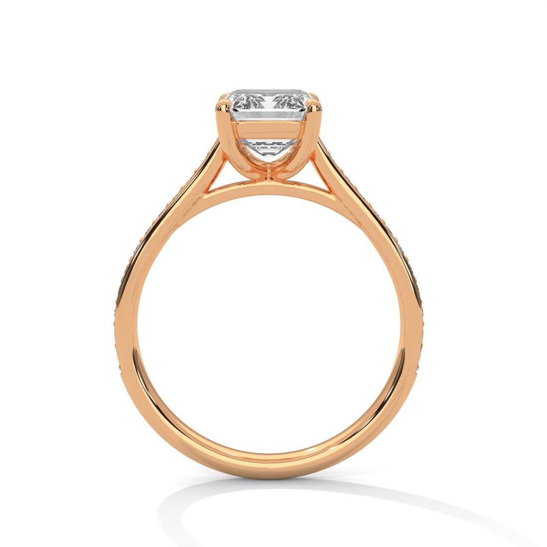 Pave Set 3 CT Emerald-Cut Lab Grown Diamond Ring | 3.24 CTW