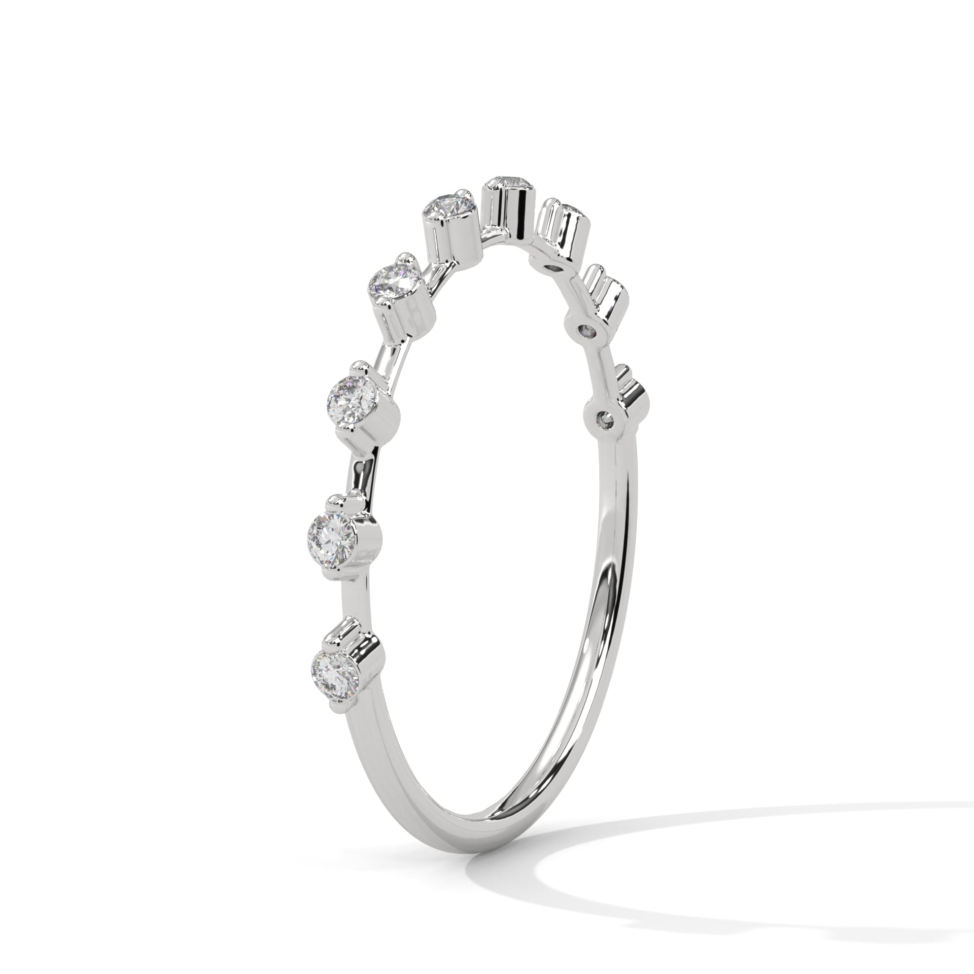 Delicate Harmony: Round Diamond Studded Gold Band | 0.13 CTW