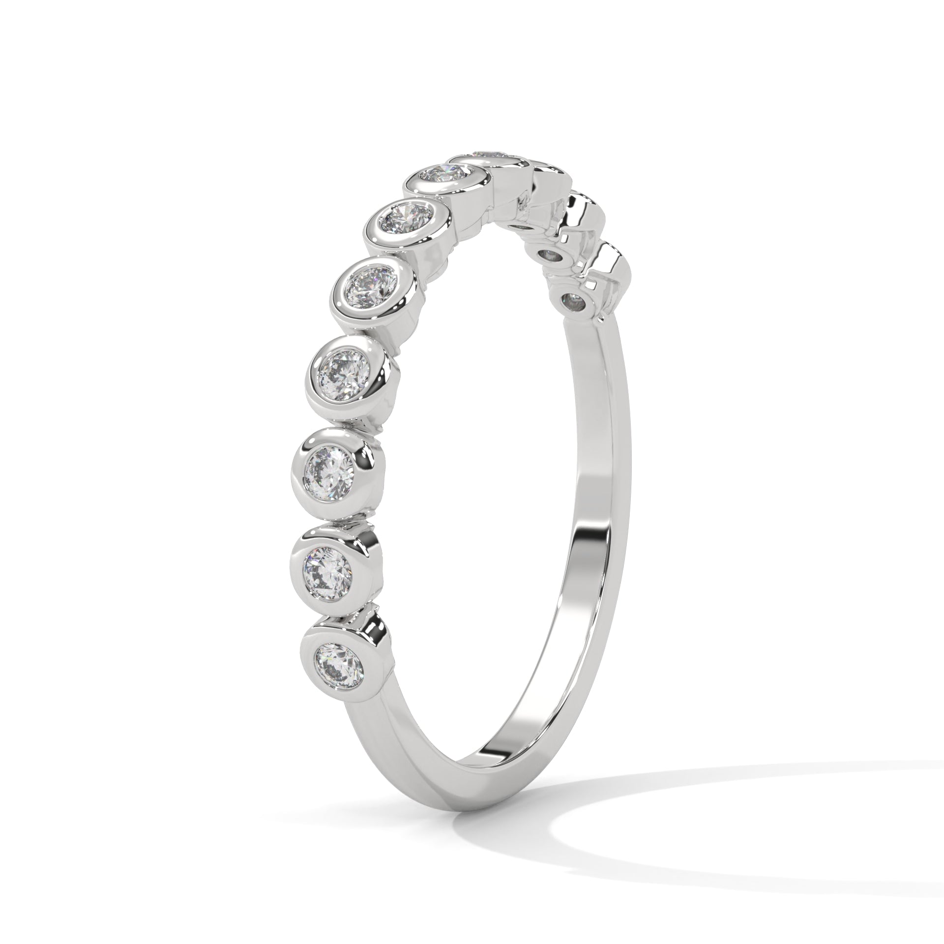 Circular Elegance:  Round Diamond Bezel Set Gold Band | 0.23 CTW
