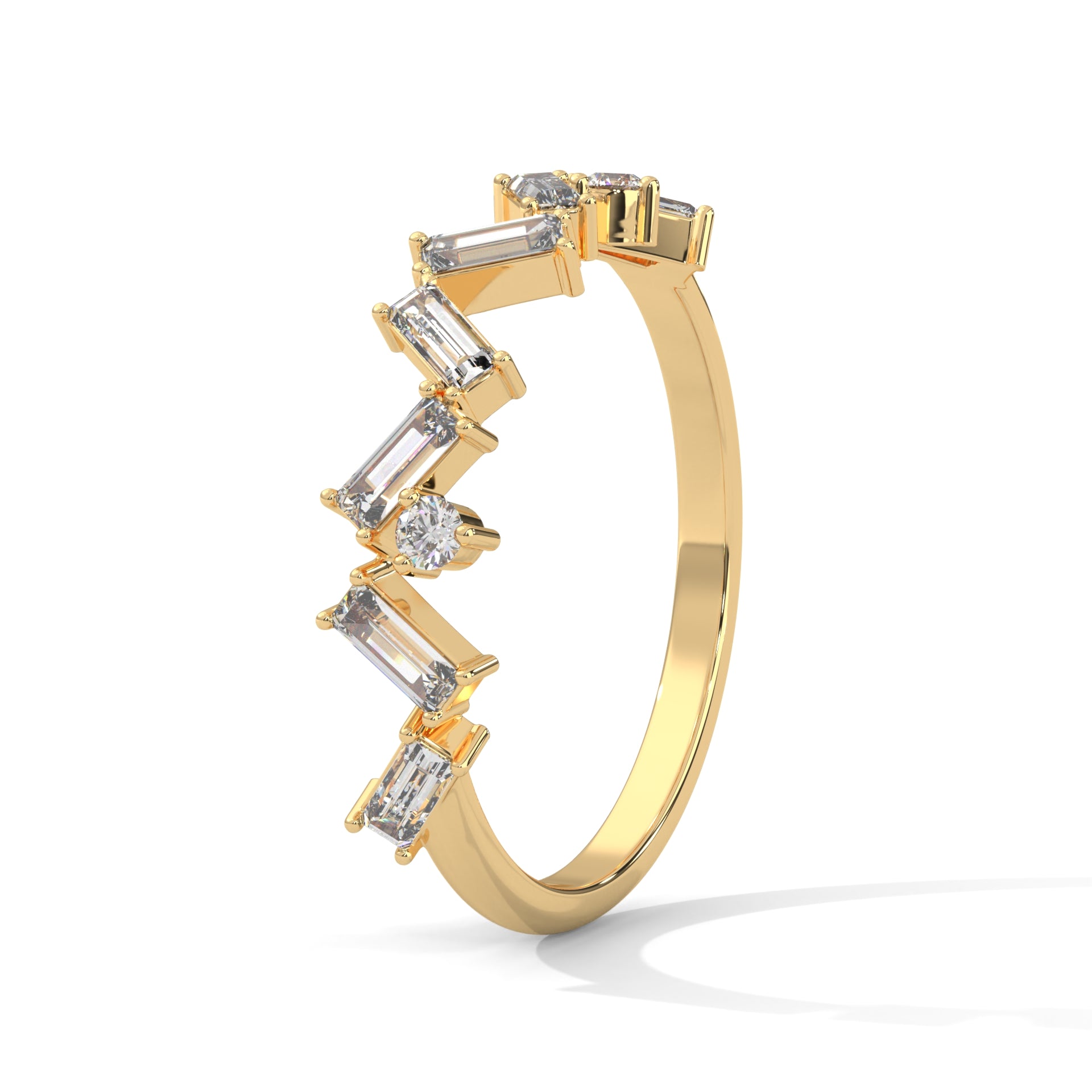 Geometric Grace: Mixed Diamond Geometric Gold Band | 1.04 CTW