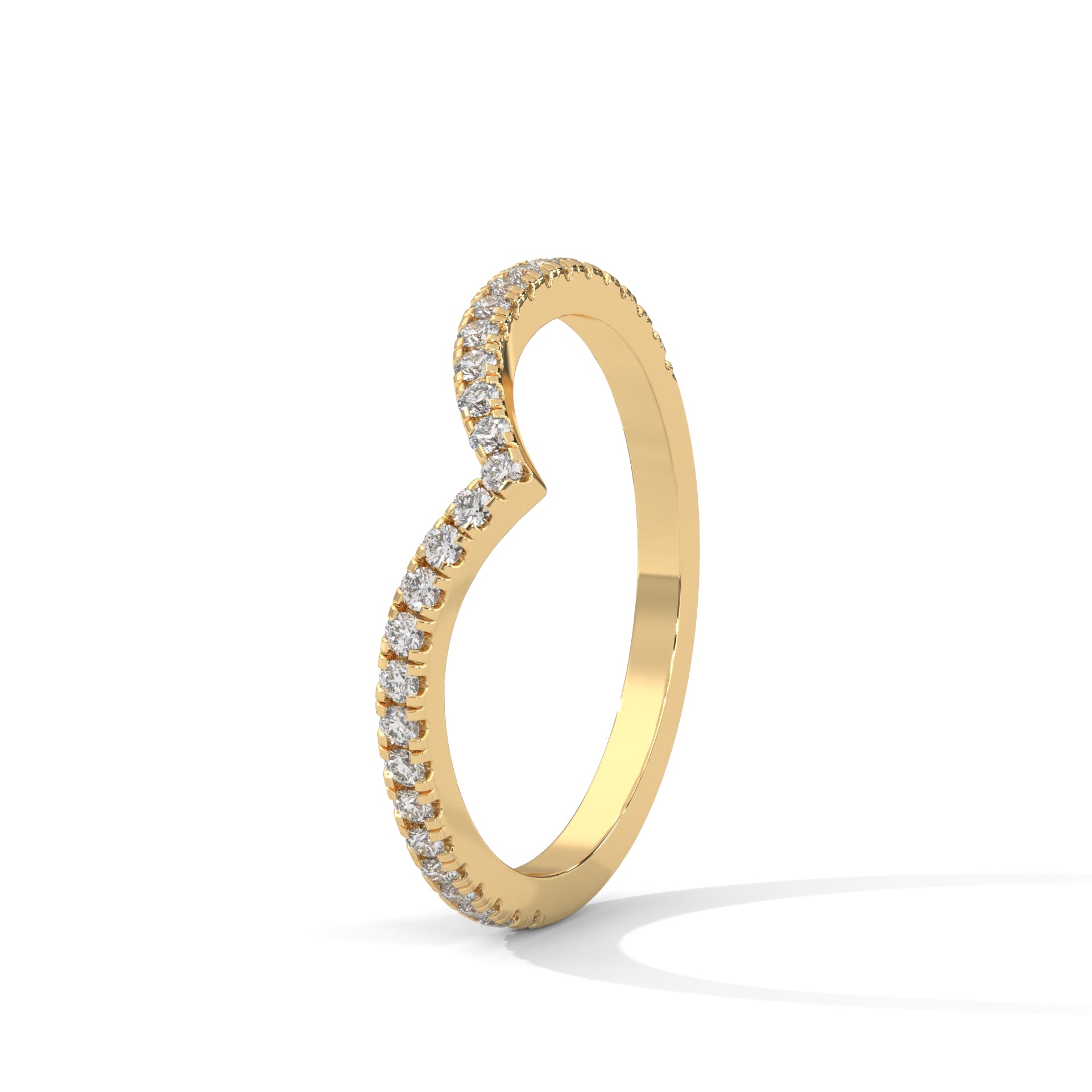 Elegant Round Lab-Grown Diamond Gold V-Shaped Wedding Band | 0.22 CTW