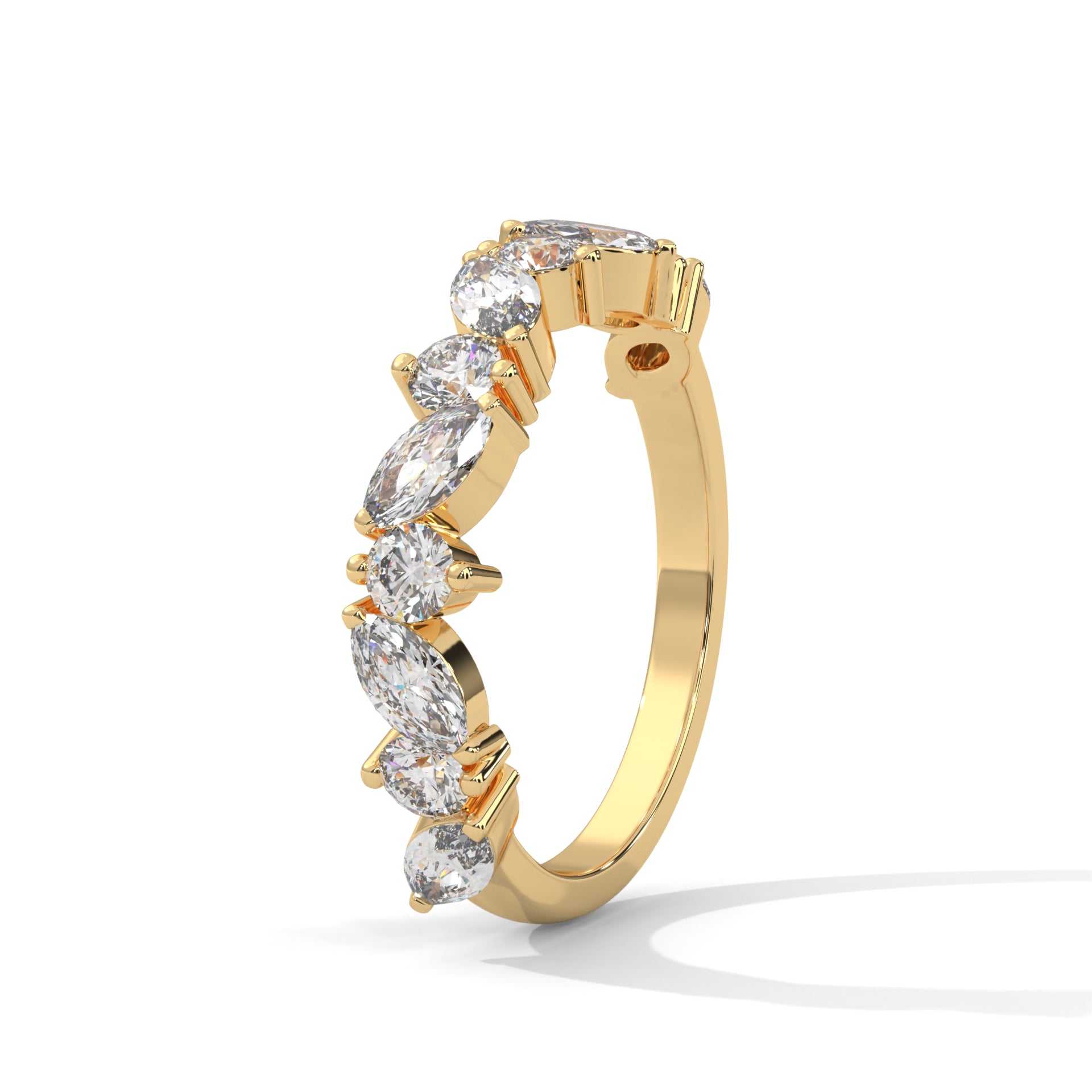 Marquise and Round Diamond Twist Gold Band | 1.32 CTW