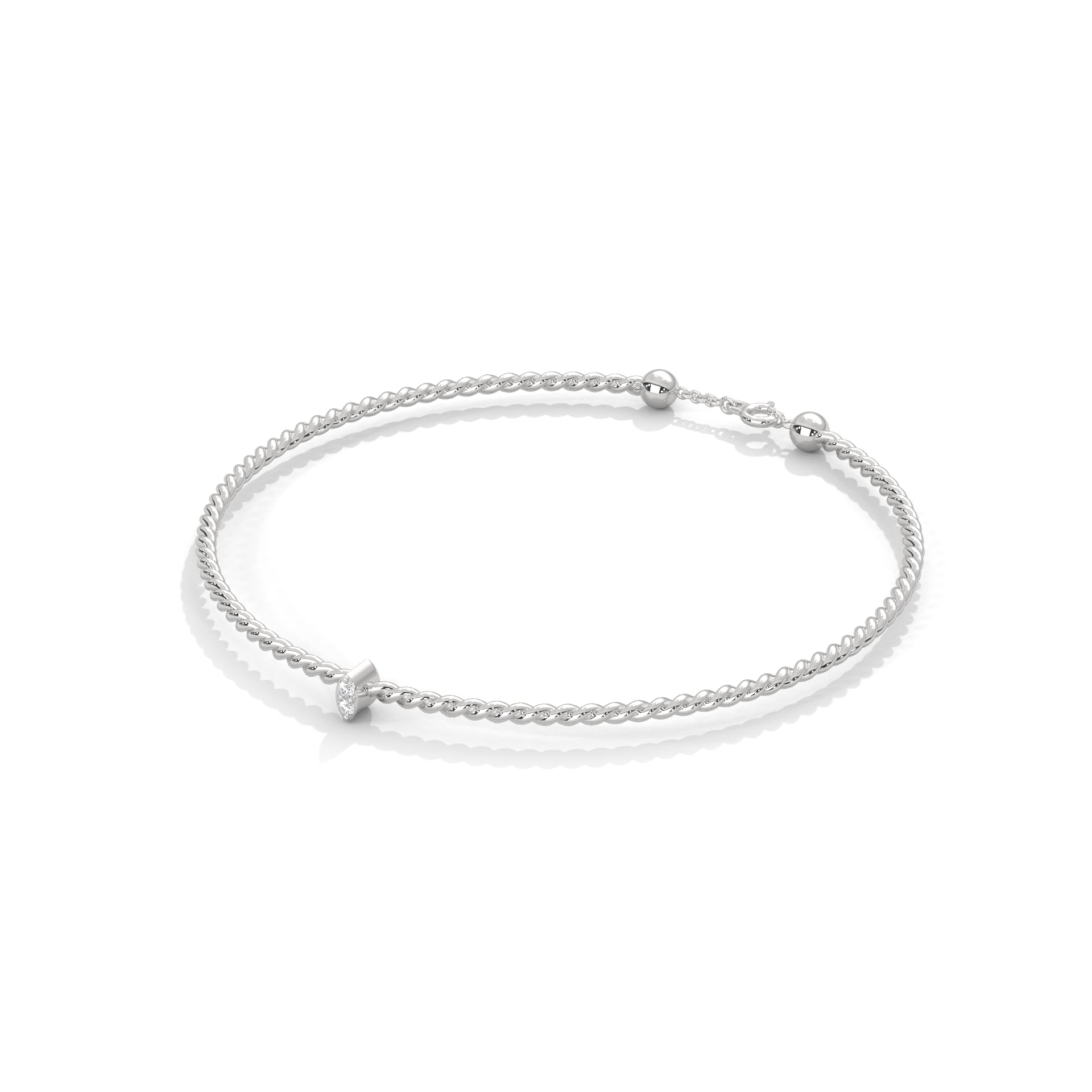 Delicate Twisted Rope Lab-Grown Diamond Gold Bracelet | 0.04 CTW