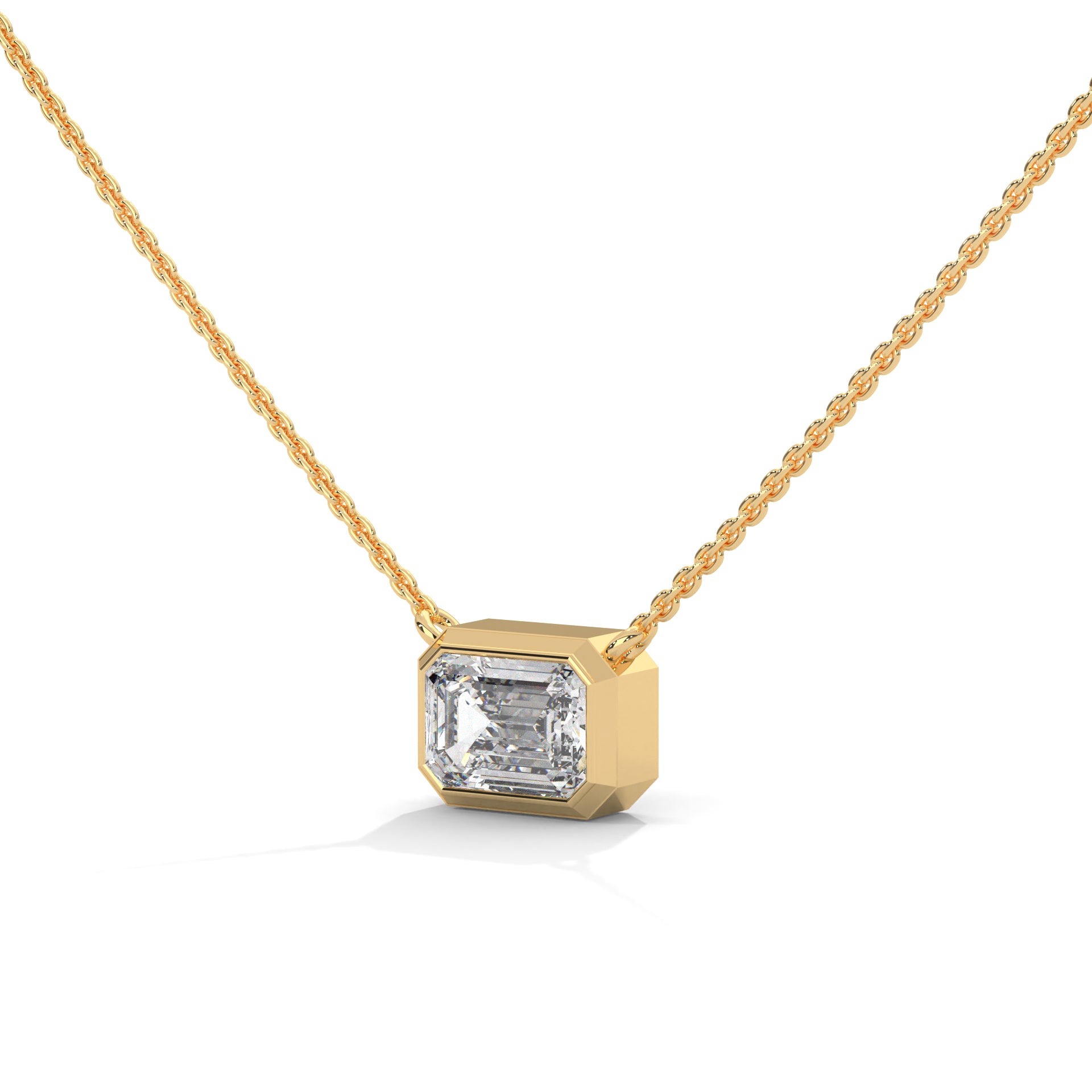 Emerald-Cut Diamond Pendant Necklace 0.75ct | 14K Gold | 16-18inch Chain