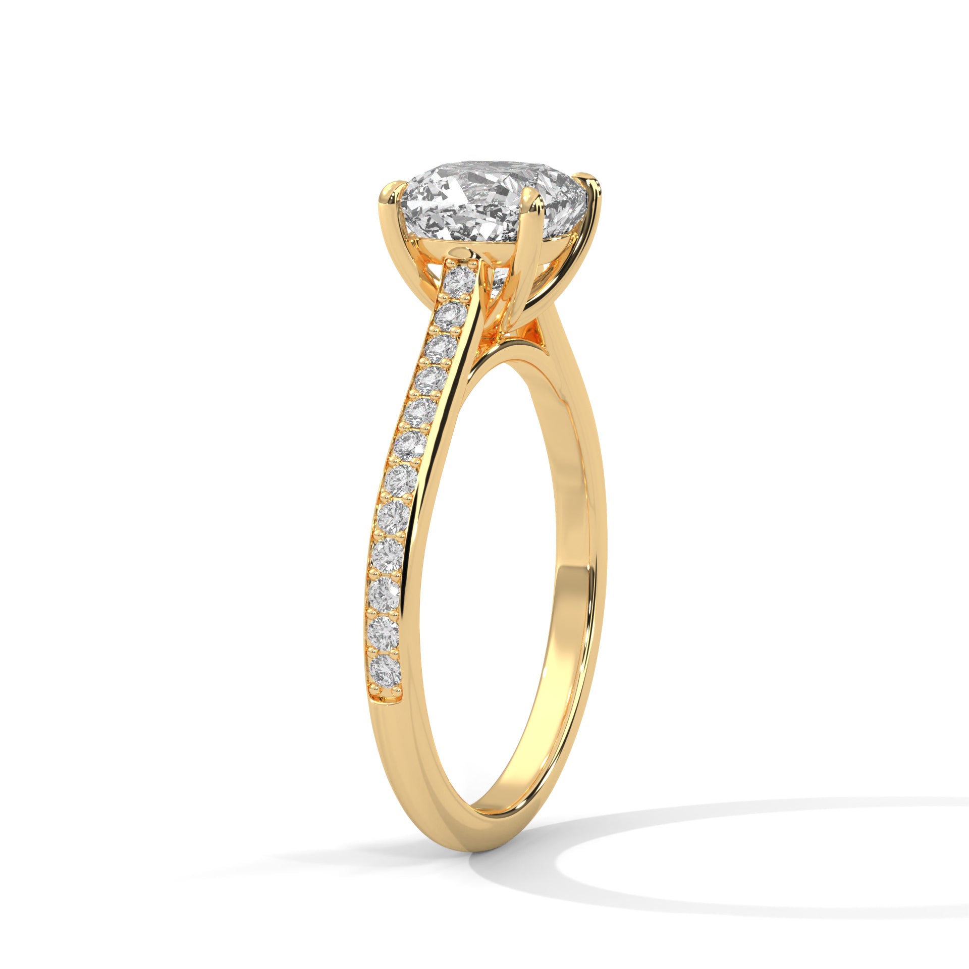 Diora 3ct Cushion Lab-Grown Diamond Pavé Engagement Ring | 3.24 CTW