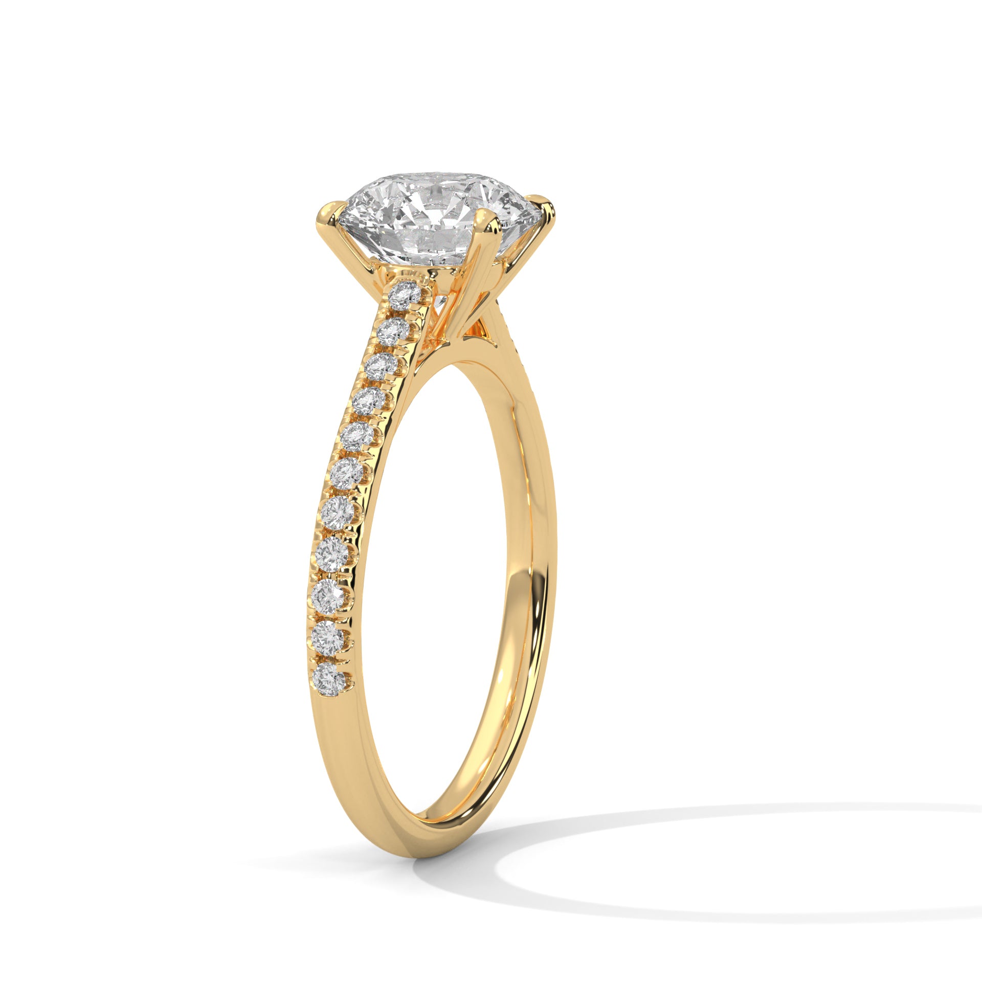 Elegant 4-Prong Pave Engagement Ring with 2ct Round Brilliant Lab-Grown Diamond