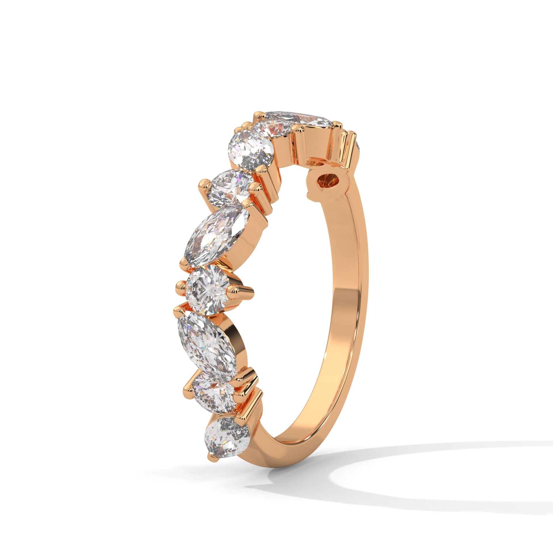 Marquise and Round Diamond Twist Gold Band | 1.32 CTW