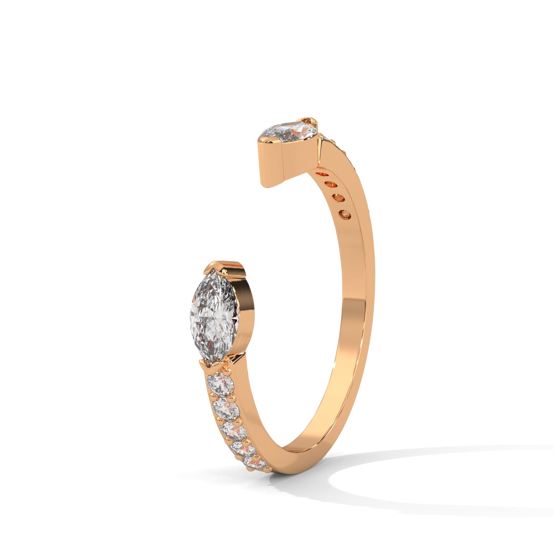 Modern Marquise Lab-Grown Diamond Gold Open Wedding Band | 0.54 CTW