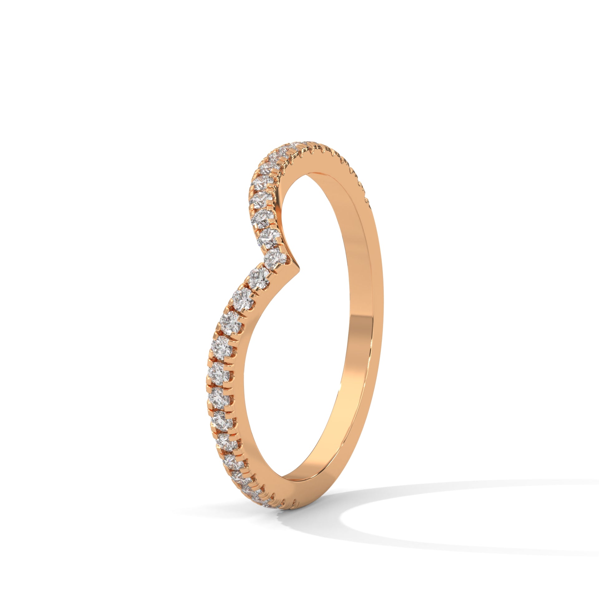 Elegant Round Lab-Grown Diamond Gold V-Shaped Wedding Band | 0.22 CTW