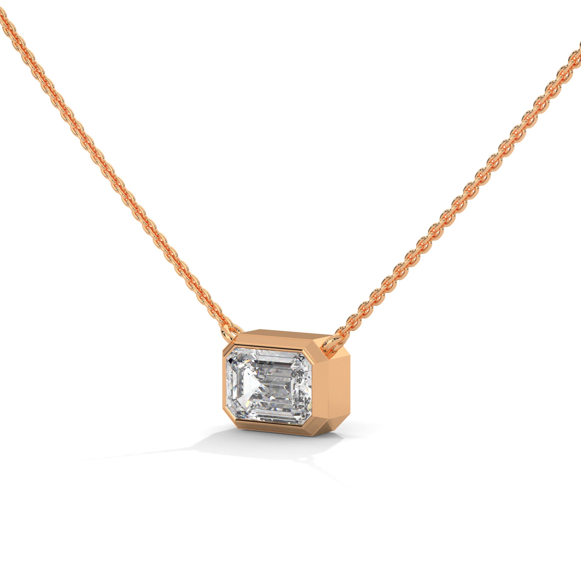 Emerald-Cut Diamond Pendant Necklace 0.75ct | 14K Gold | 16-18inch Chain