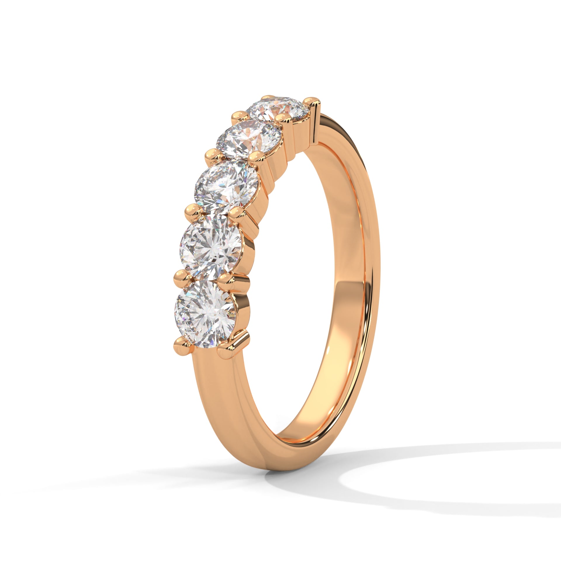 Brilliant Bonds Gold Round Diamond Prong Set Band Ring | 1.10 CTW