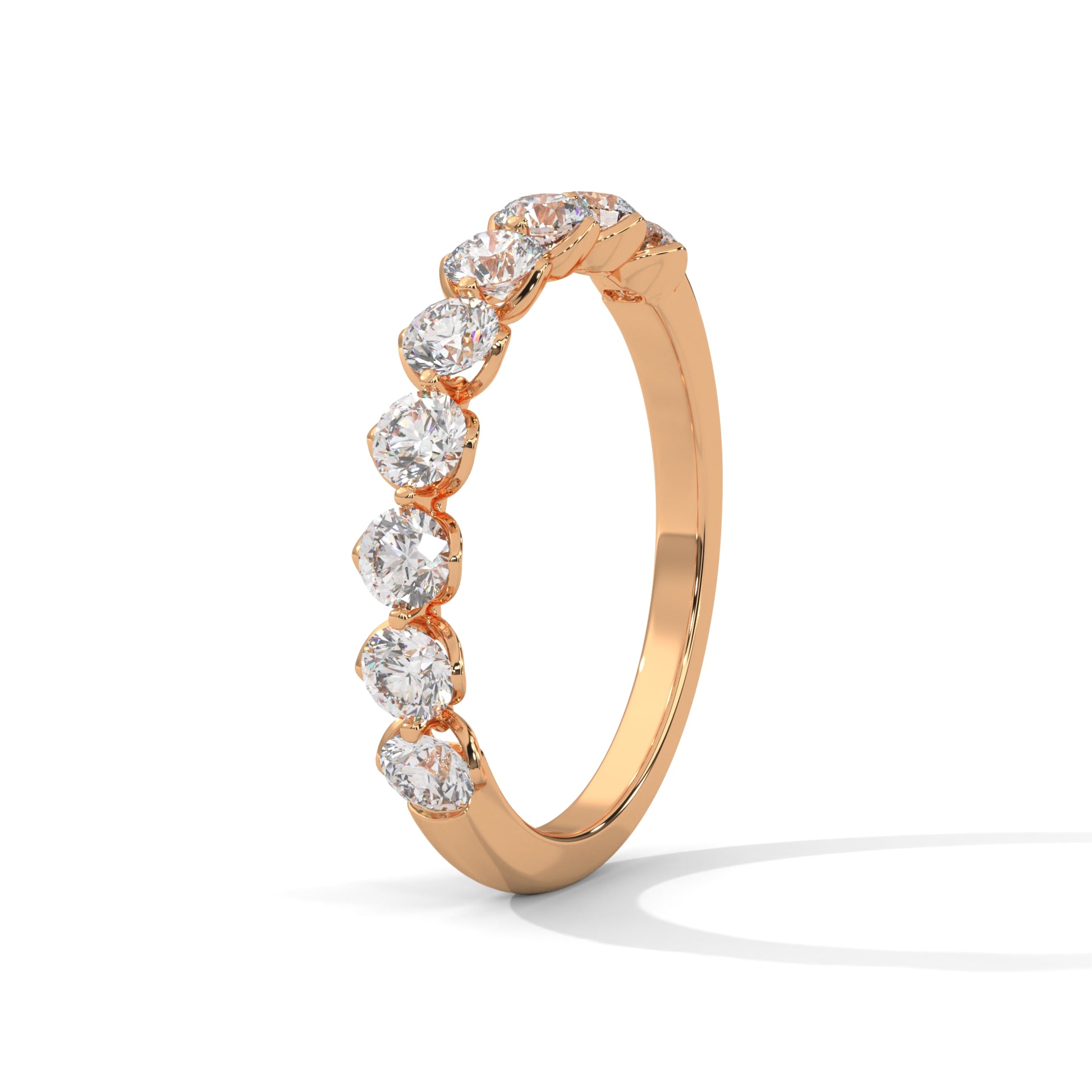 Eternal Sparkle: Gold Round Diamond Half-Eternity Band | 0.97 CTW