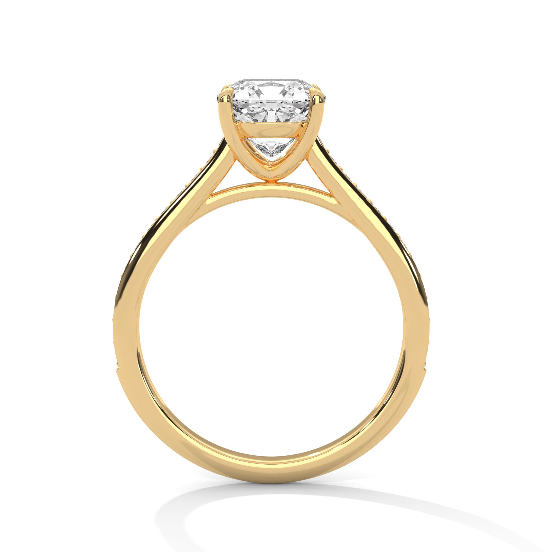 Diora 3ct Cushion Lab-Grown Diamond Pavé Engagement Ring | 3.24 CTW