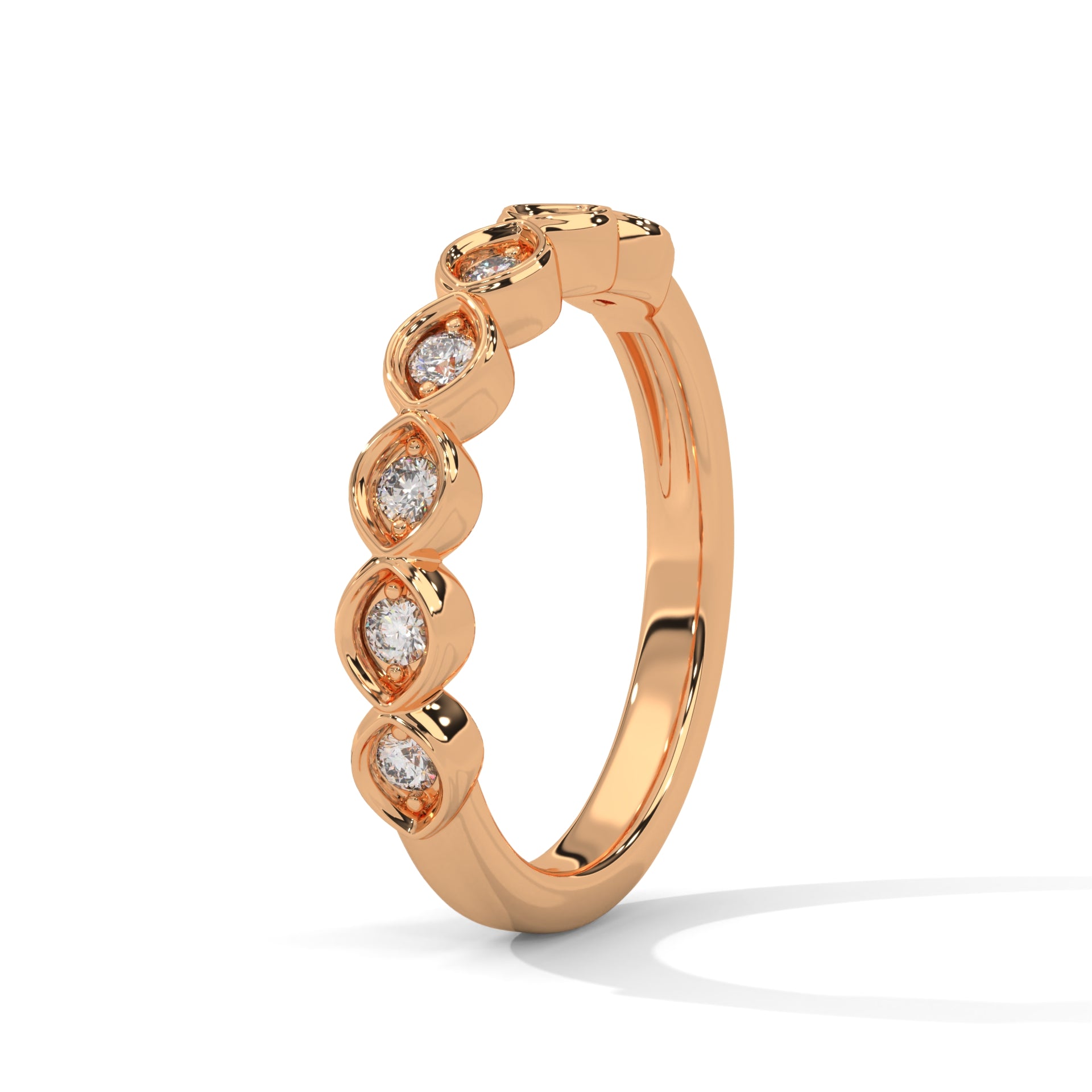 Intricate Infinity: Gold Round Diamond Bezel Set Band Ring | 0.25 CTW