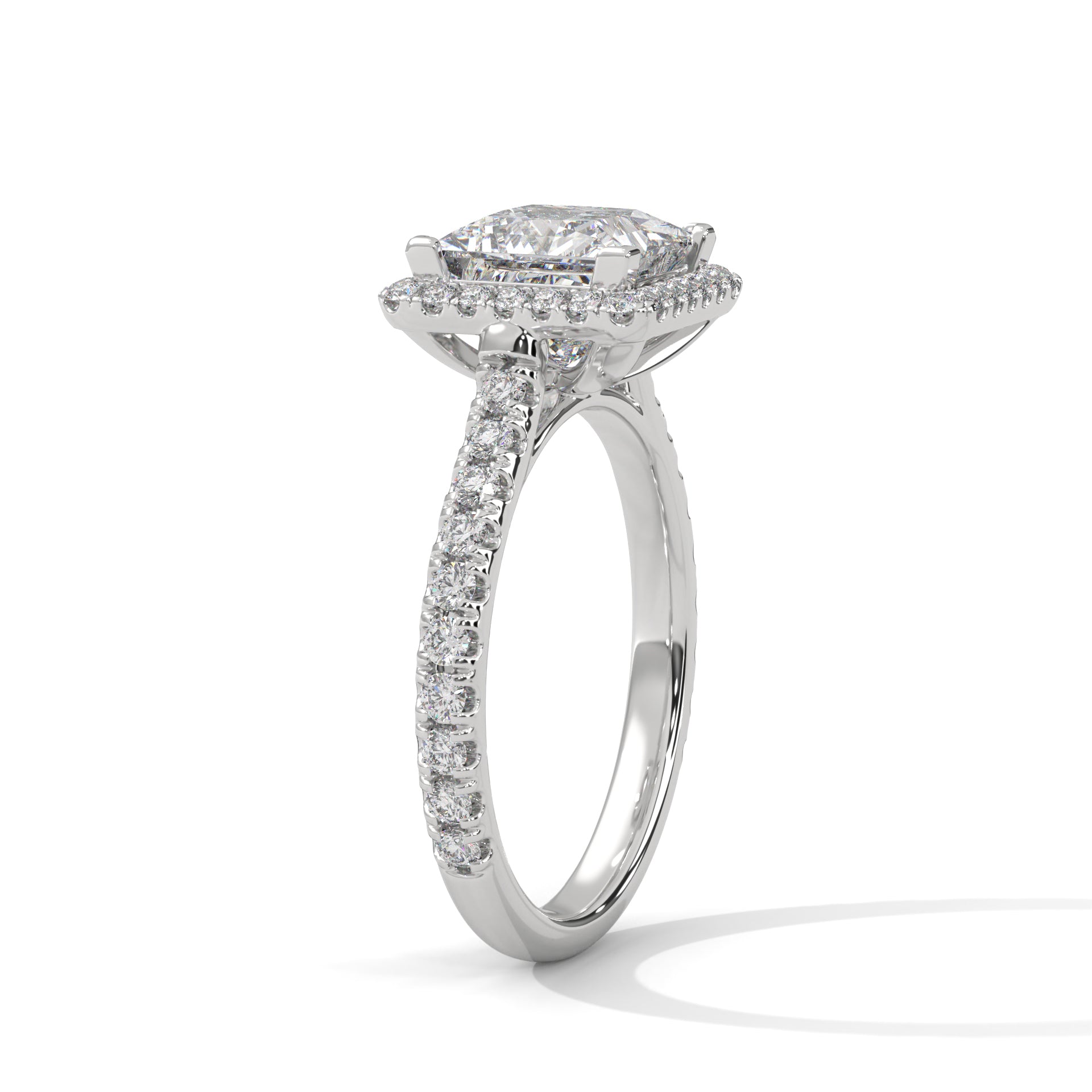 Princess-Cut 3 CTW Halo Lab Grown Diamond Ring | 3.57 CTW