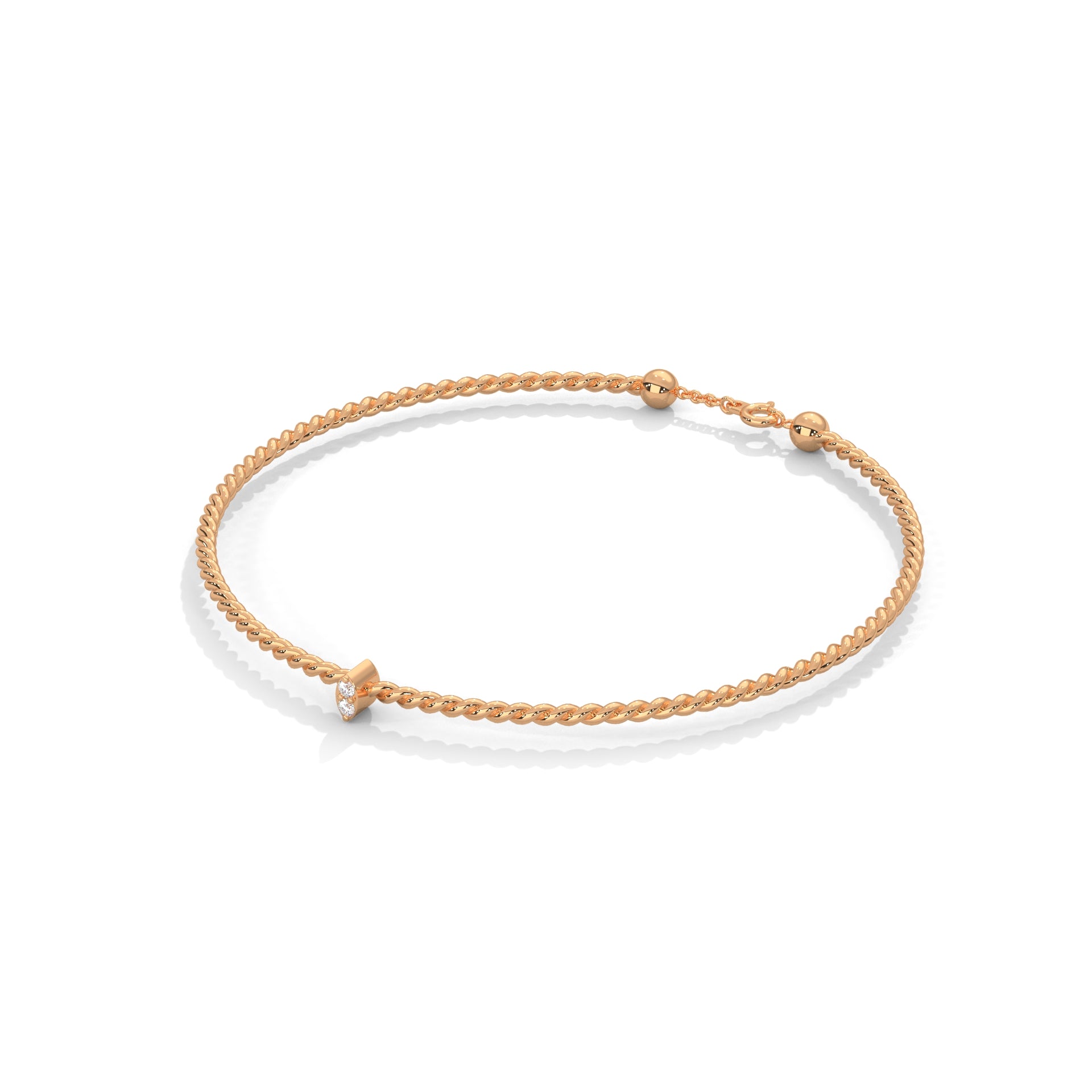 Delicate Twisted Rope Lab-Grown Diamond Gold Bracelet | 0.04 CTW