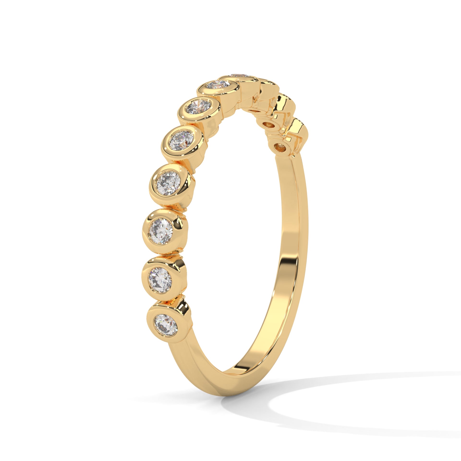 Circular Elegance:  Round Diamond Bezel Set Gold Band | 0.23 CTW