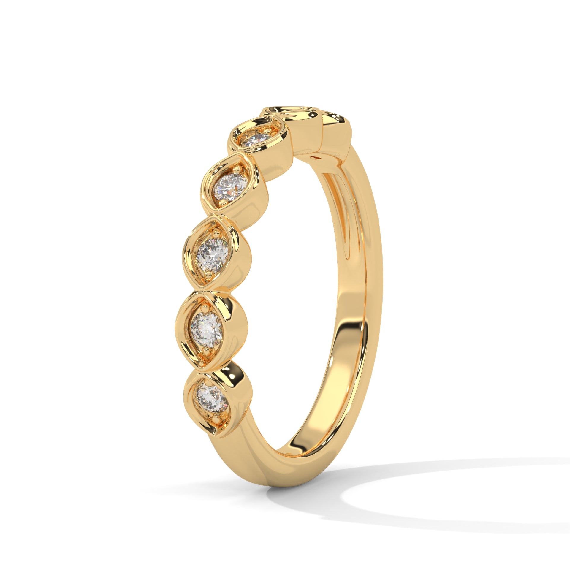 Intricate Infinity: Gold Round Diamond Bezel Set Band Ring | 0.25 CTW