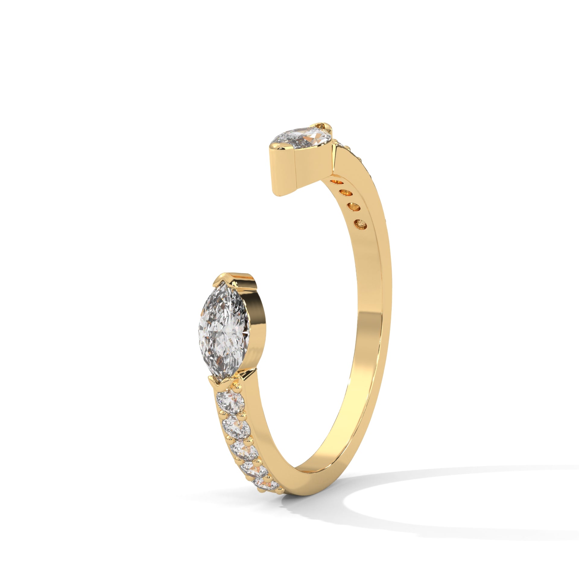 Modern Marquise Lab-Grown Diamond Gold Open Wedding Band | 0.54 CTW