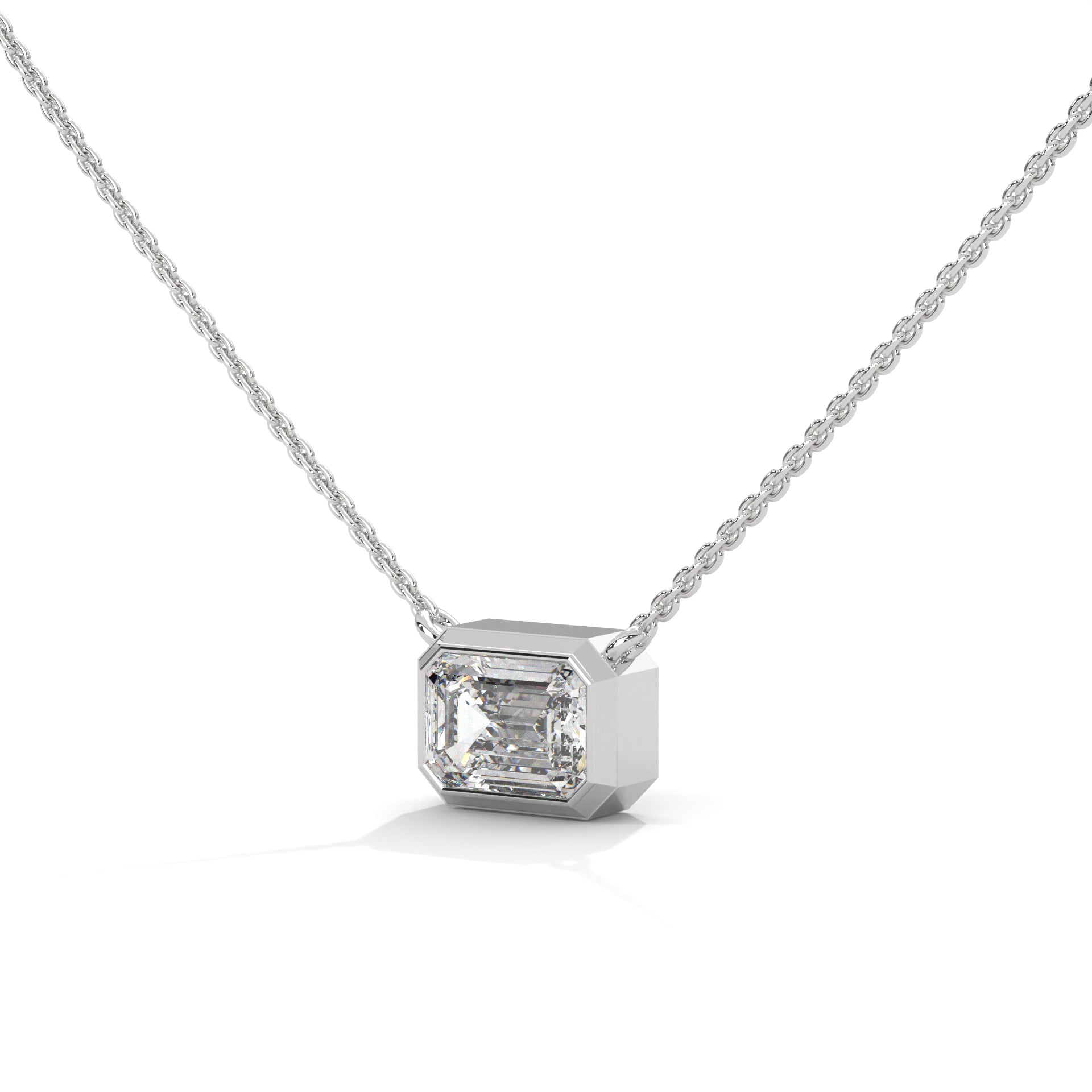 Emerald-Cut Diamond Pendant Necklace 0.75ct | 14K Gold | 16-18inch Chain