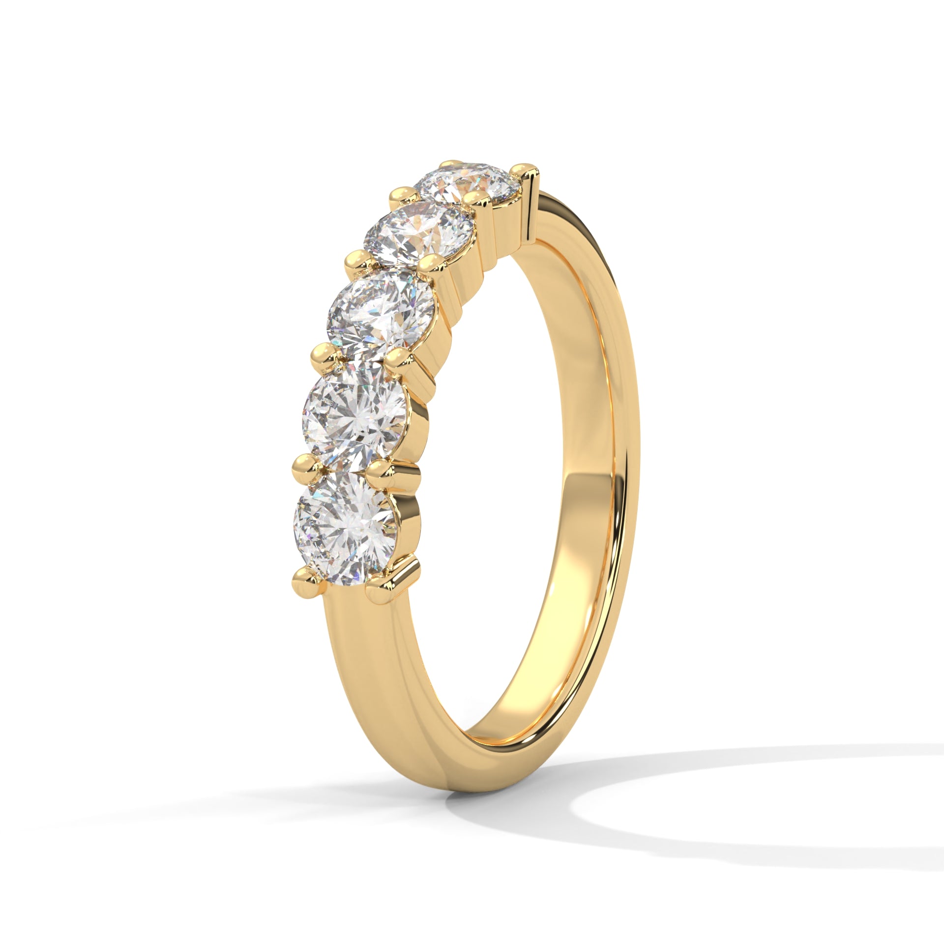 Brilliant Bonds Gold Round Diamond Prong Set Band Ring | 1.10 CTW