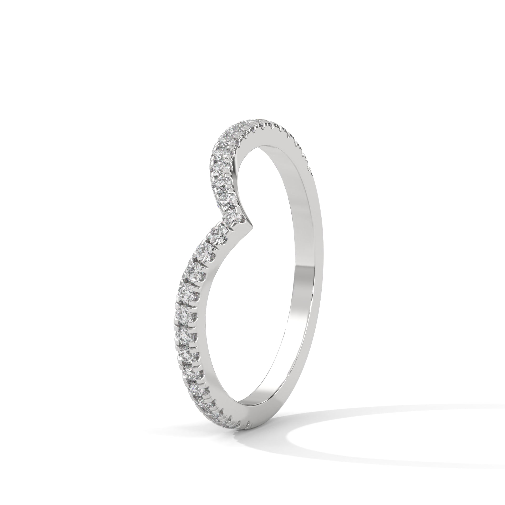 Elegant Round Lab-Grown Diamond Gold V-Shaped Wedding Band | 0.22 CTW