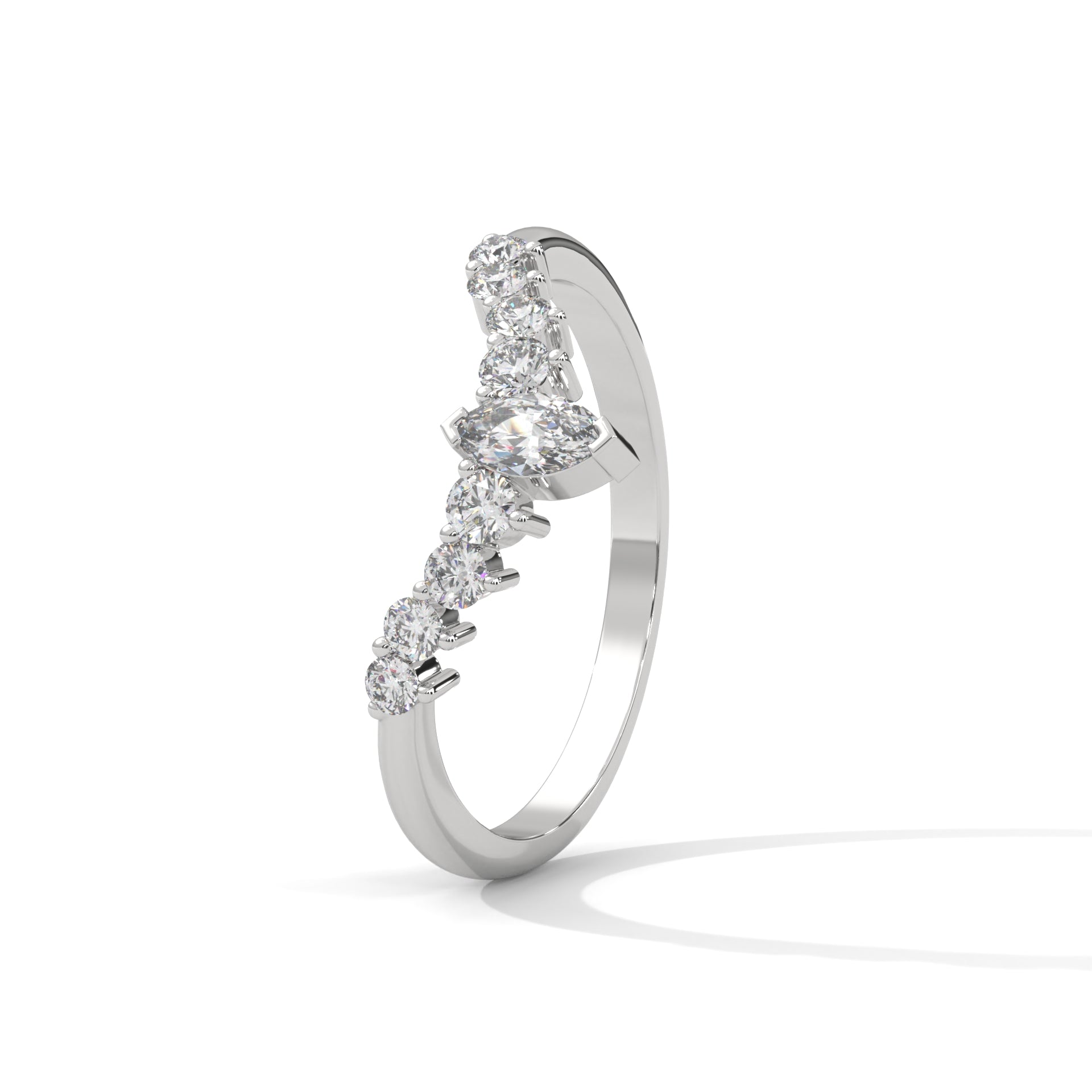 Celestial Marquise and Round Diamond Accent Gold Ring| 0.14 CTW