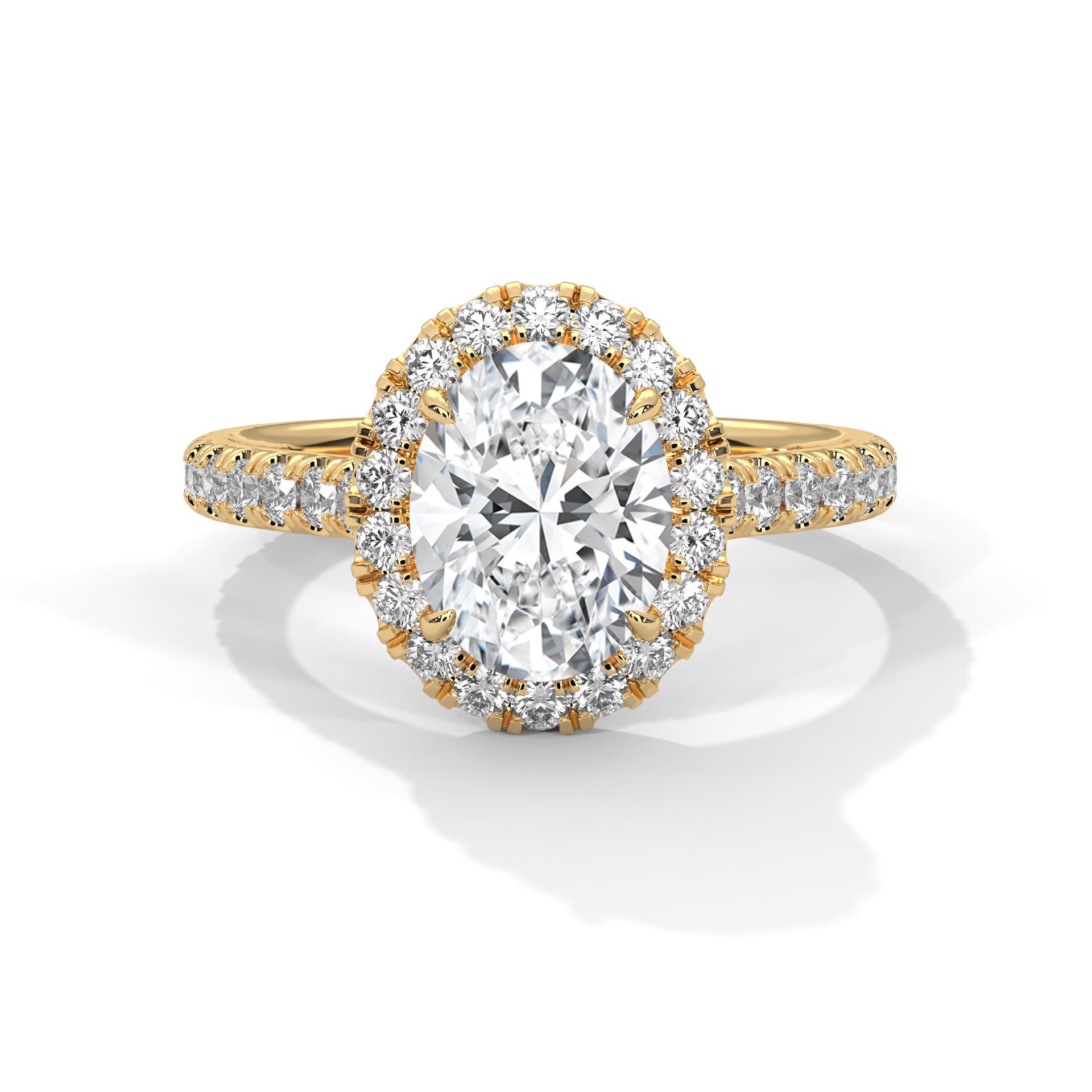 Celestial Bloom 2.61 CTW Oval-Cut Diamond Halo Gold RIng