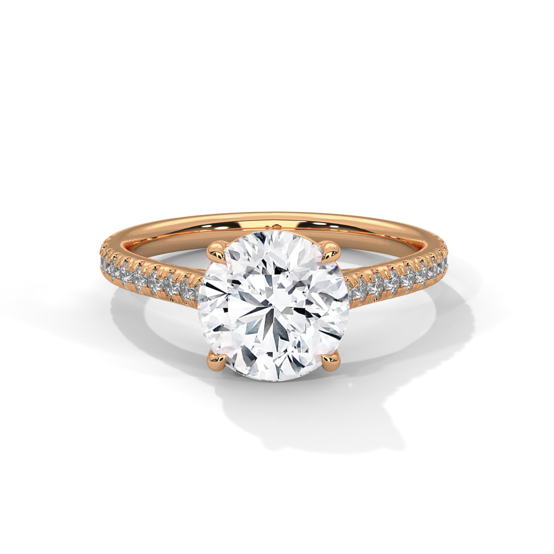 Celestia 2.22 CTW Round-Cut Diamond Pavé Engagement Gold Ring