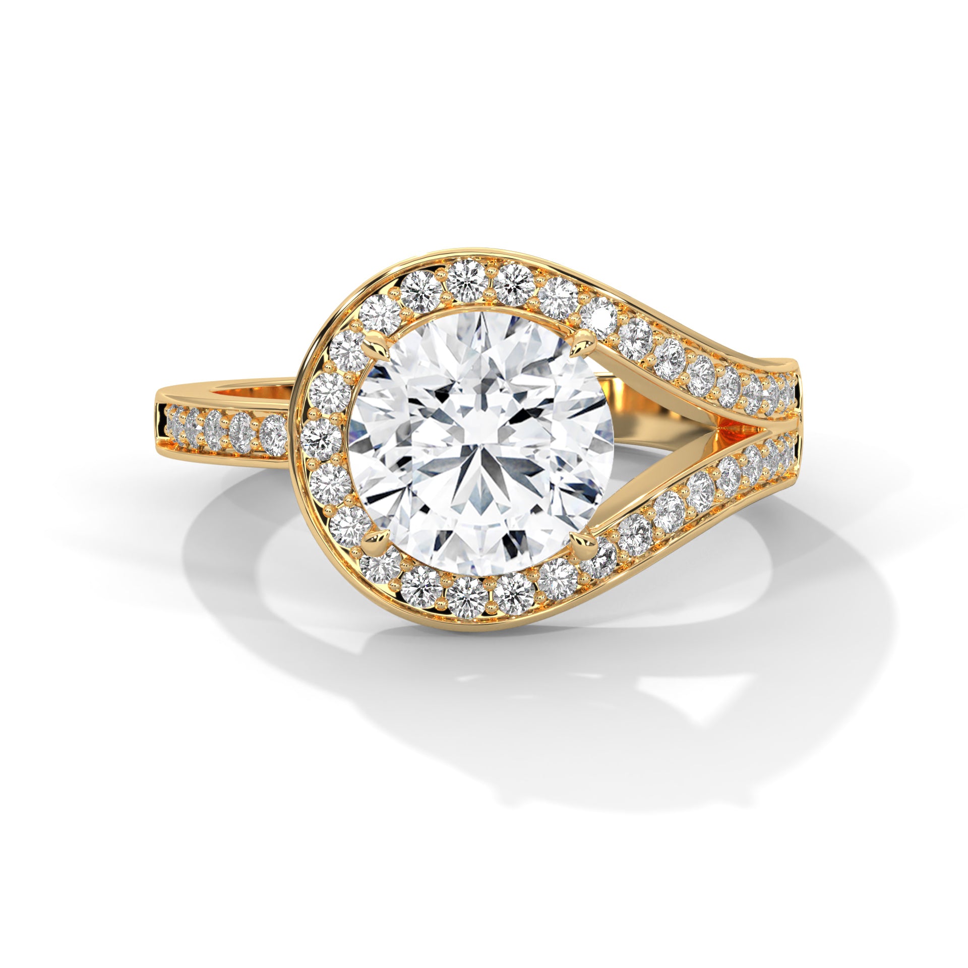 Azalea 1.5ct Round Lab-Grown Diamond Halo Twist Engagement Ring | 1.89 CTW