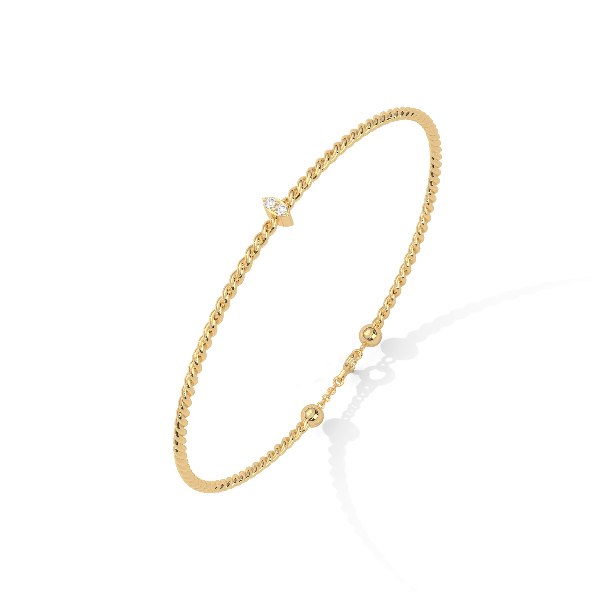 Delicate Twisted Rope Lab-Grown Diamond Gold Bracelet | 0.04 CTW