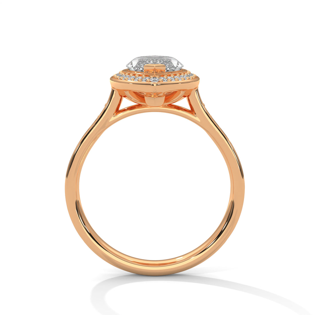 Pave Band Ring with 1.5ctw Halo Marquise-Cut Lab Grown Diamond | 1.96 CTW