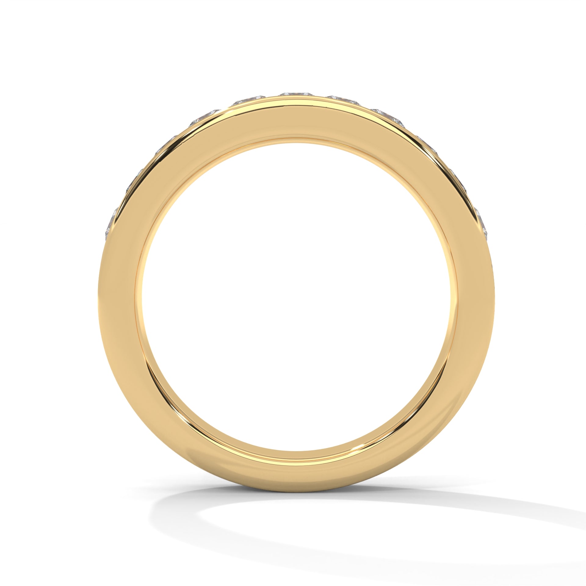 Elegant Embrace: Princess Cut Diamond Channel Set Gold Band | 1.10 CTW