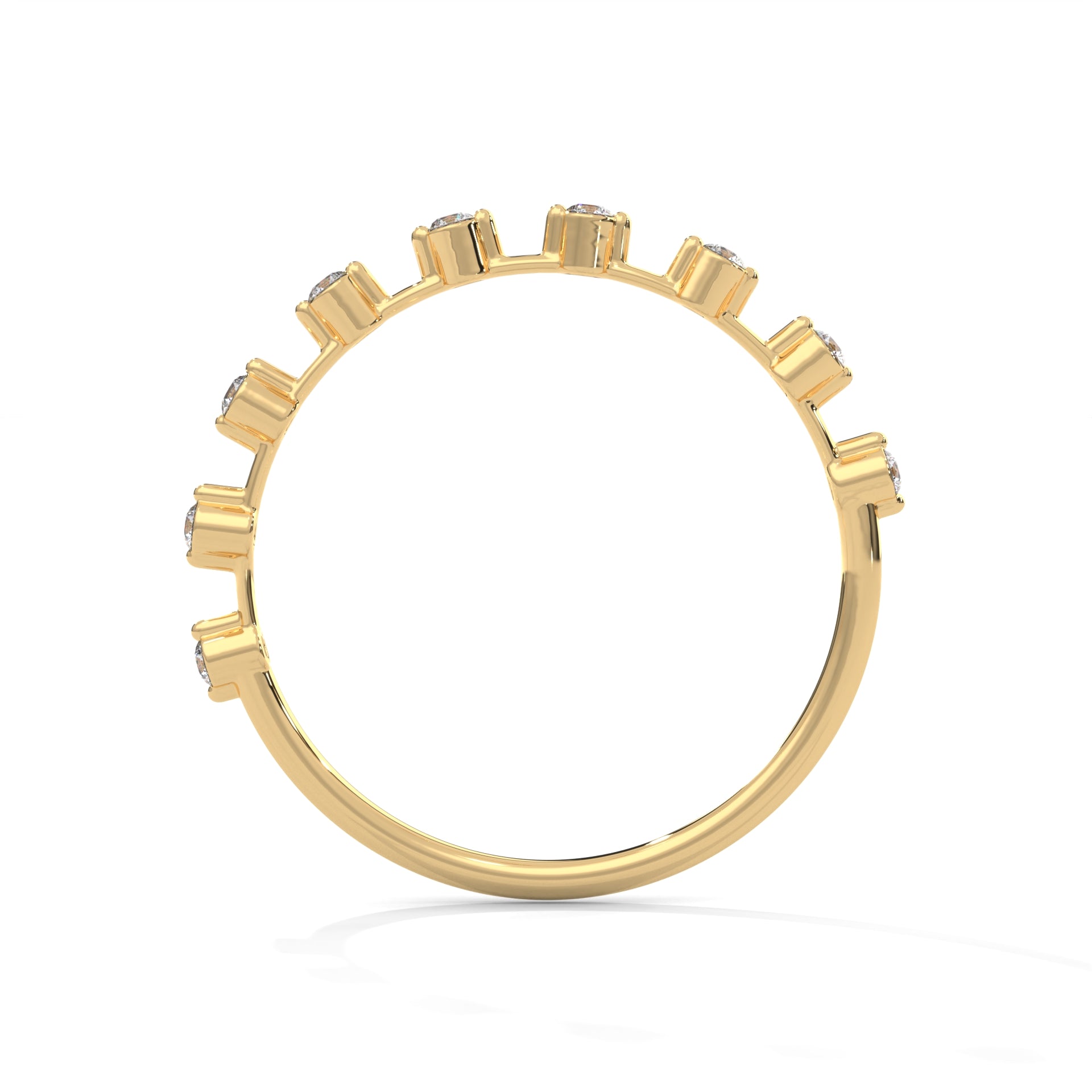 Delicate Harmony: Round Diamond Studded Gold Band | 0.13 CTW