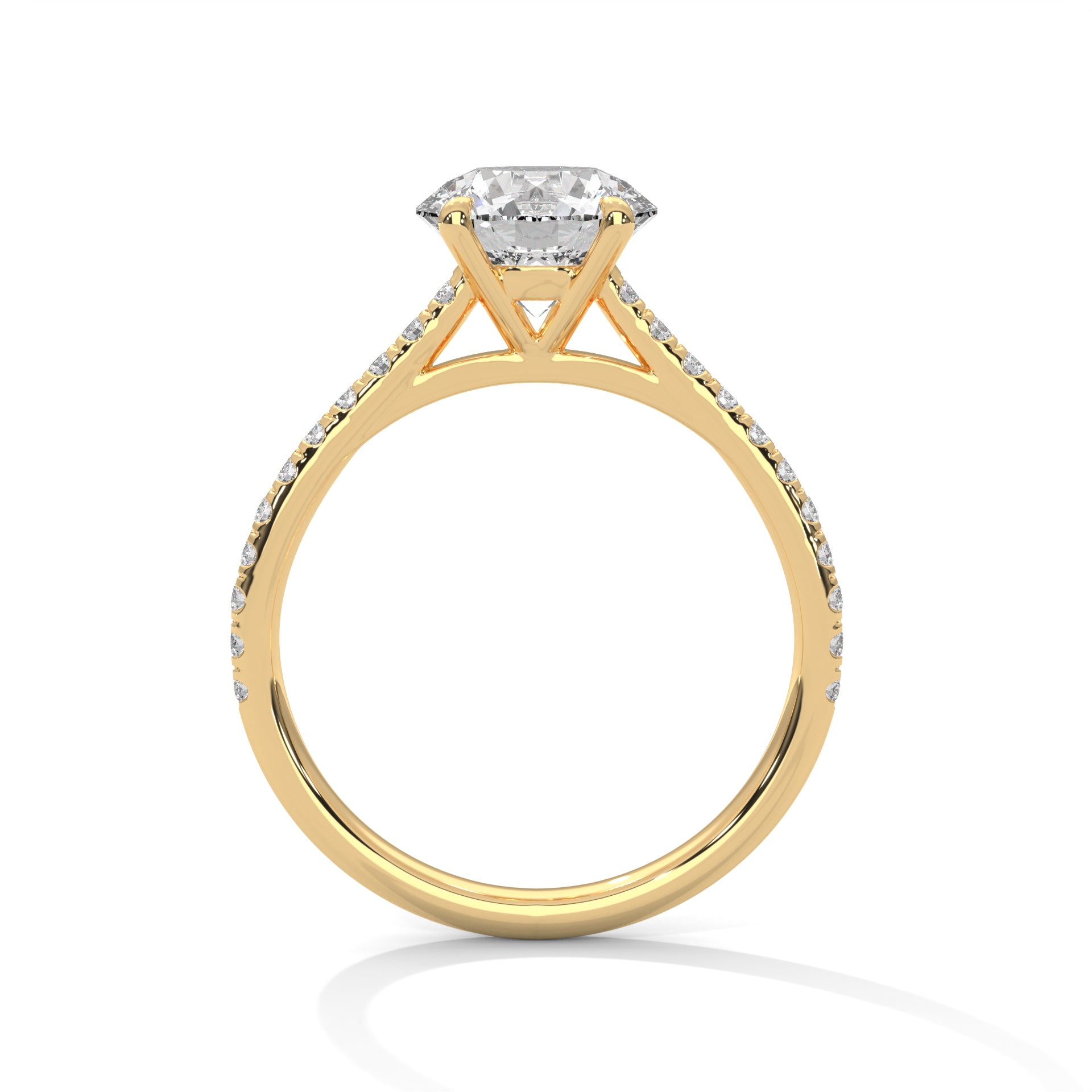 Elegant 4-Prong Pave Engagement Ring with 2ct Round Brilliant Lab-Grown Diamond
