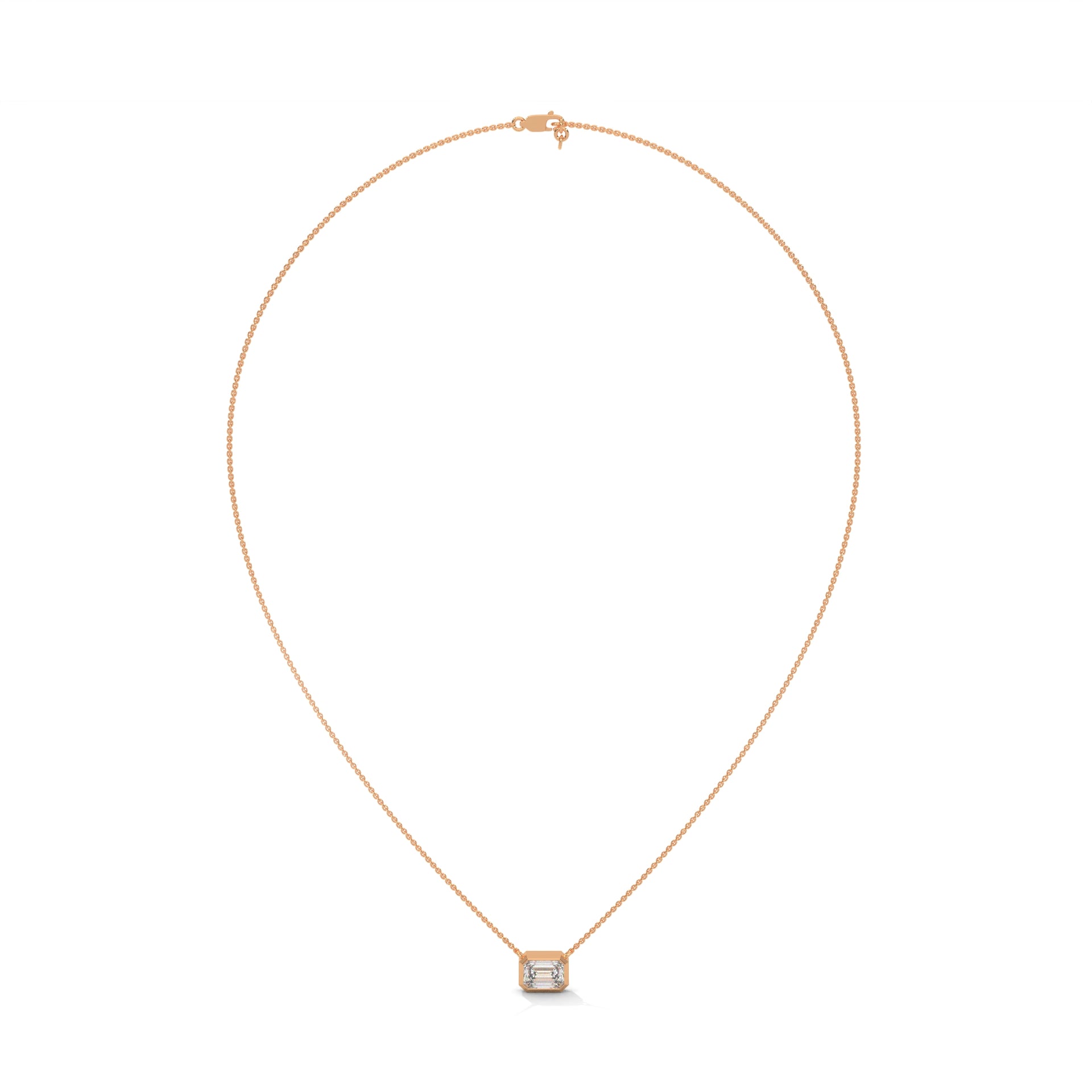 Emerald-Cut Diamond Pendant Necklace 0.75ct | 14K Gold | 16-18inch Chain