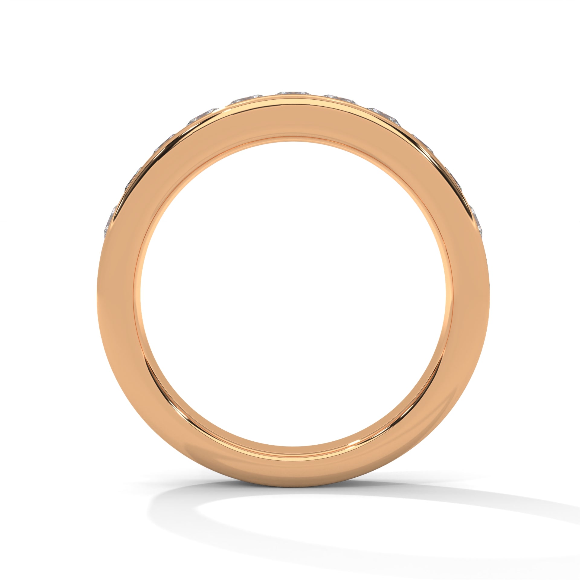 Elegant Embrace: Princess Cut Diamond Channel Set Gold Band | 1.10 CTW