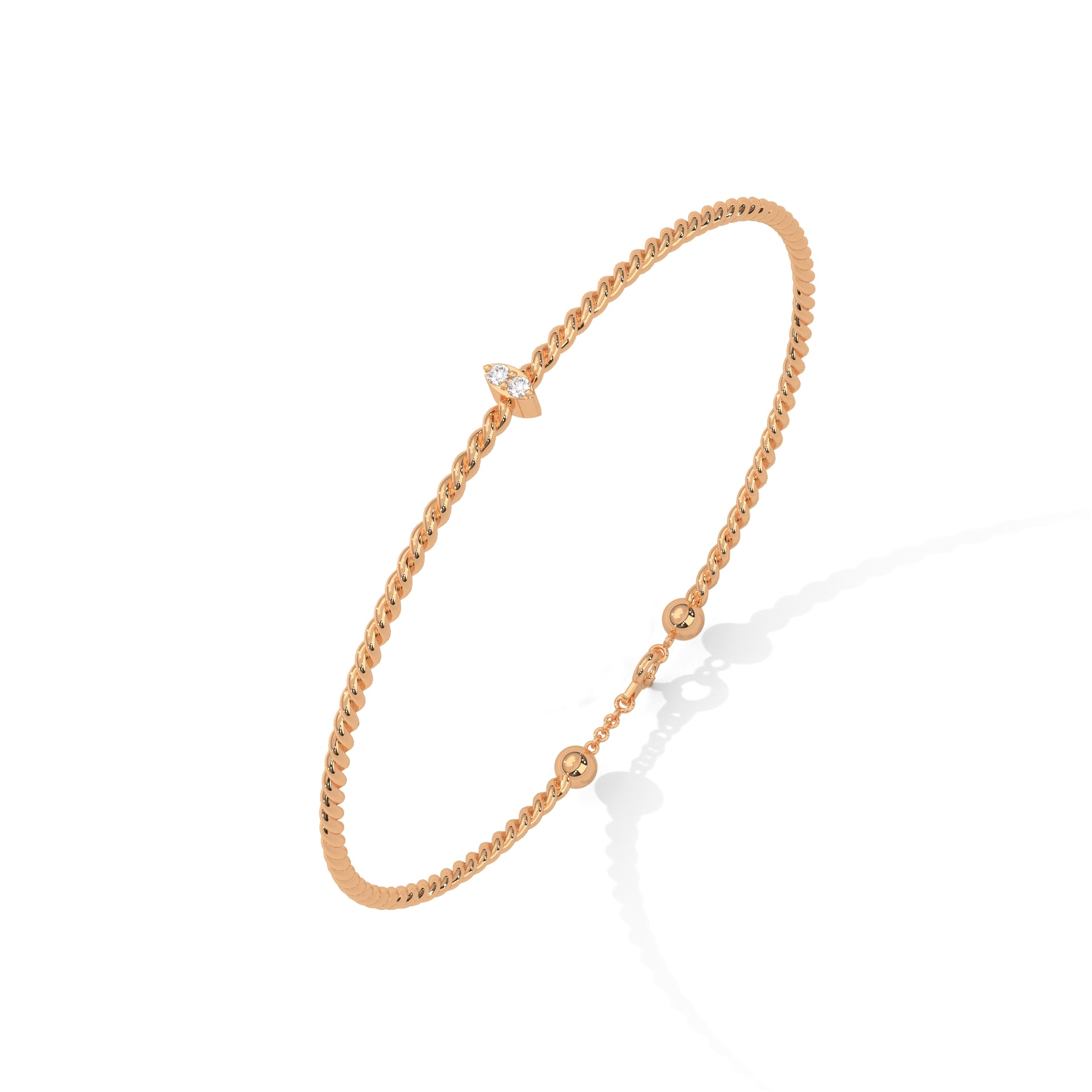 Delicate Twisted Rope Lab-Grown Diamond Gold Bracelet | 0.04 CTW
