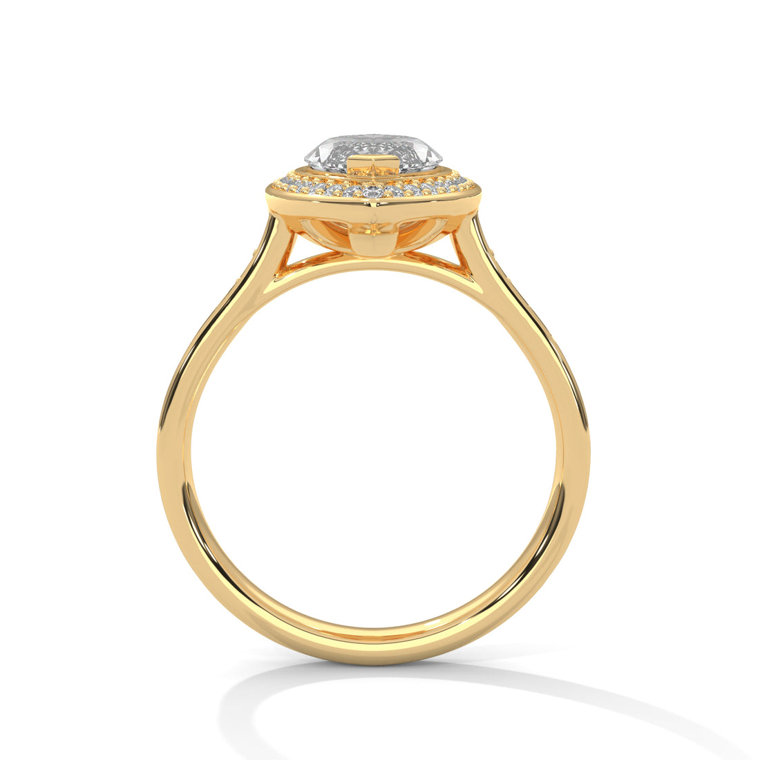 Pave Band Ring with 1.5ctw Halo Marquise-Cut Lab Grown Diamond | 1.96 CTW