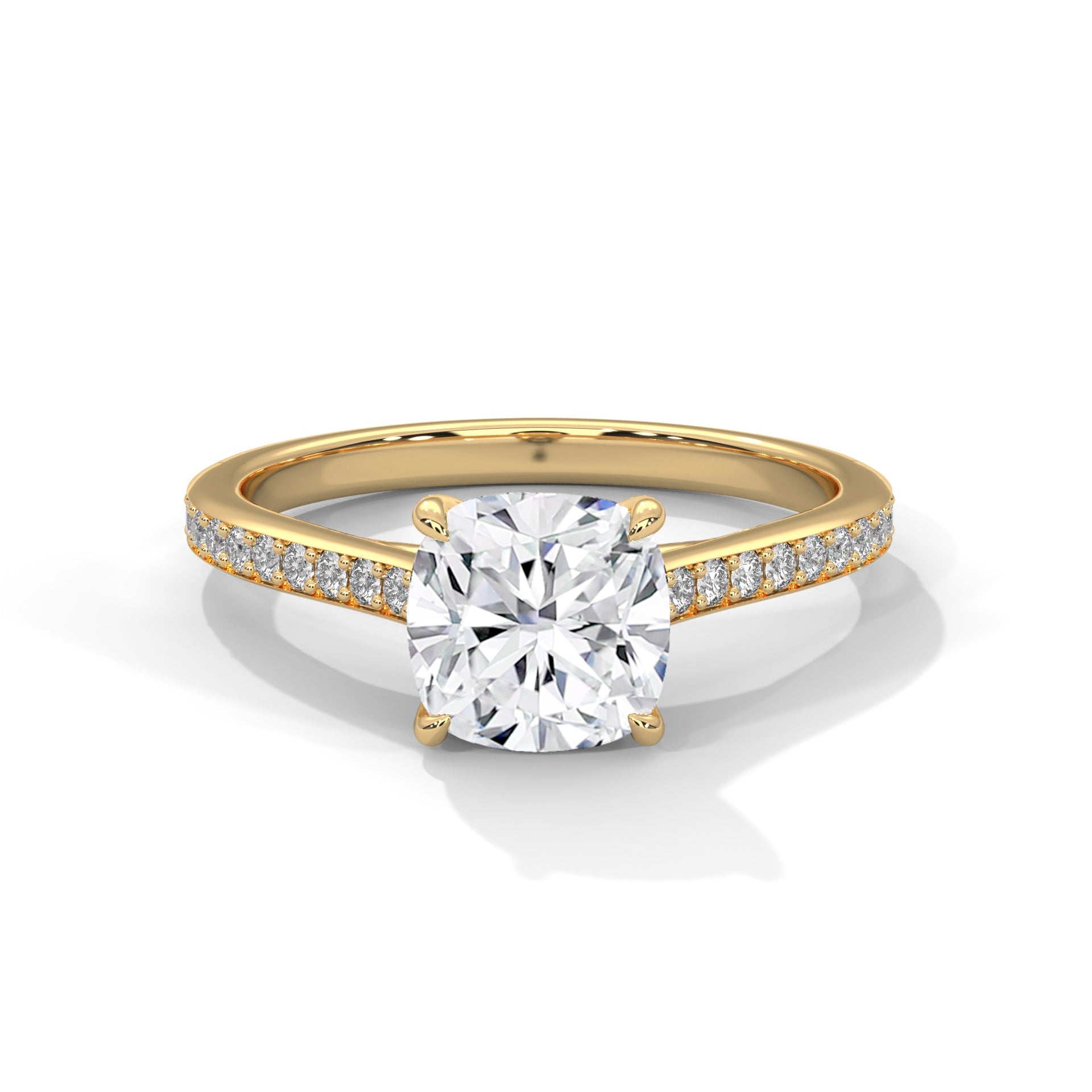 Diora 3ct Cushion Lab-Grown Diamond Pavé Engagement Ring | 3.24 CTW