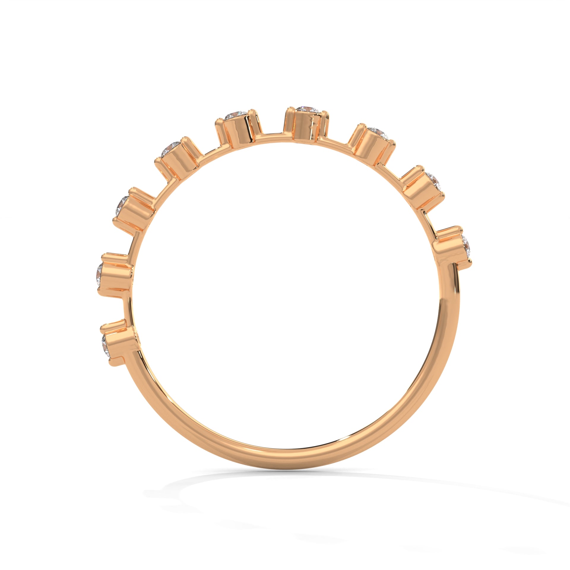 Delicate Harmony: Round Diamond Studded Gold Band | 0.13 CTW