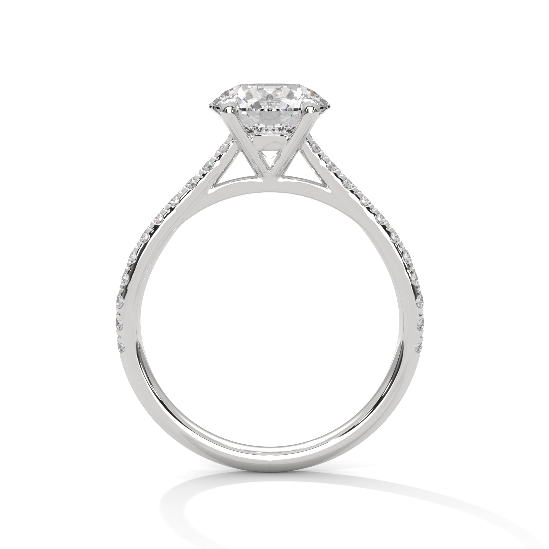 Elegant 4-Prong Pave Engagement Ring with 2ct Round Brilliant Lab-Grown Diamond