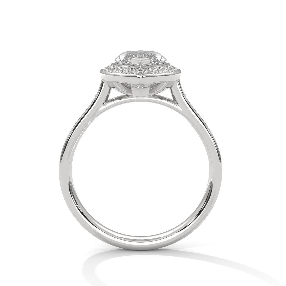 Pave Band Ring with 1.5ctw Halo Marquise-Cut Lab Grown Diamond | 1.96 CTW